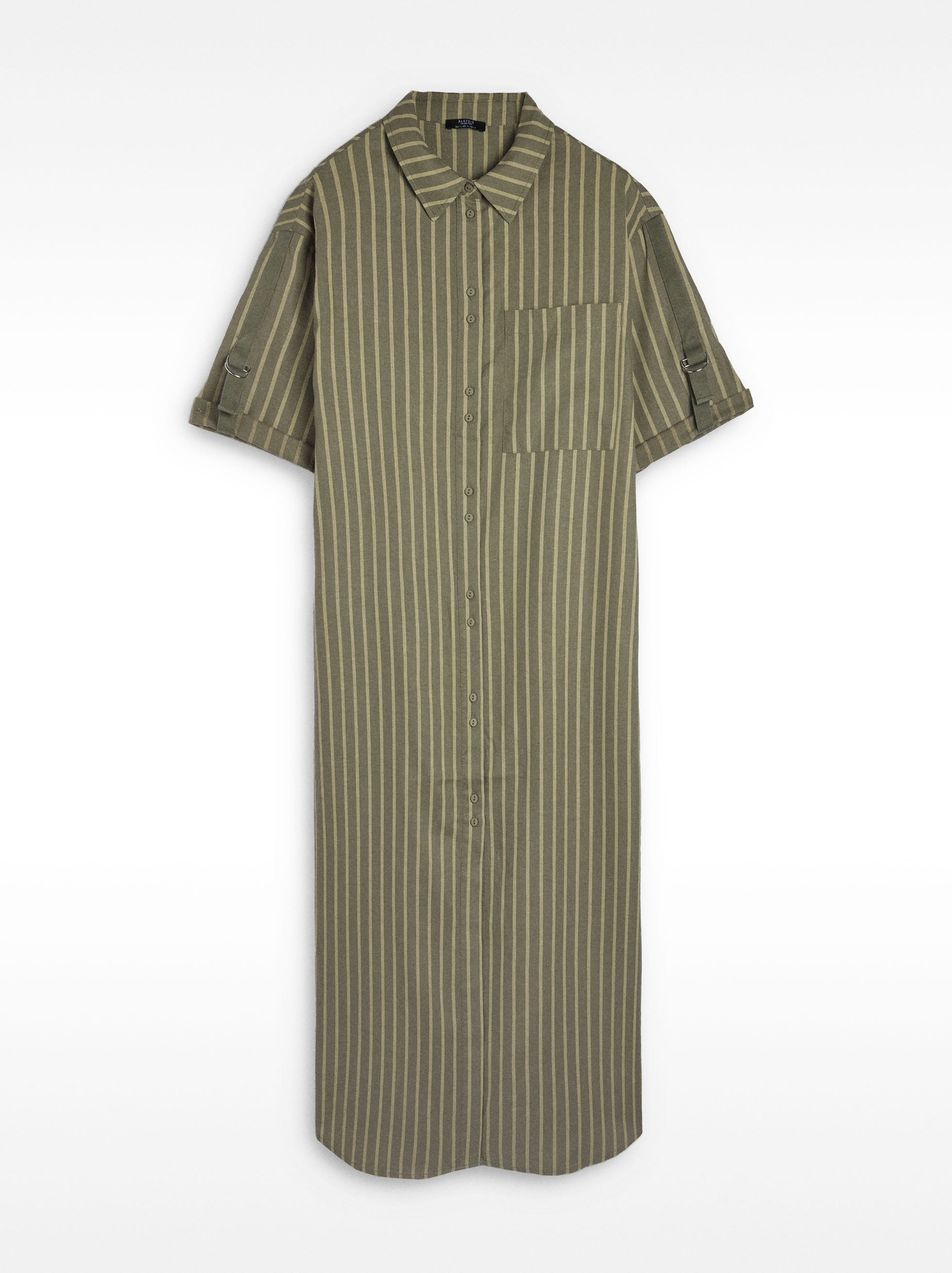 Vestido Camisero A Rayas Mezcla De Lino