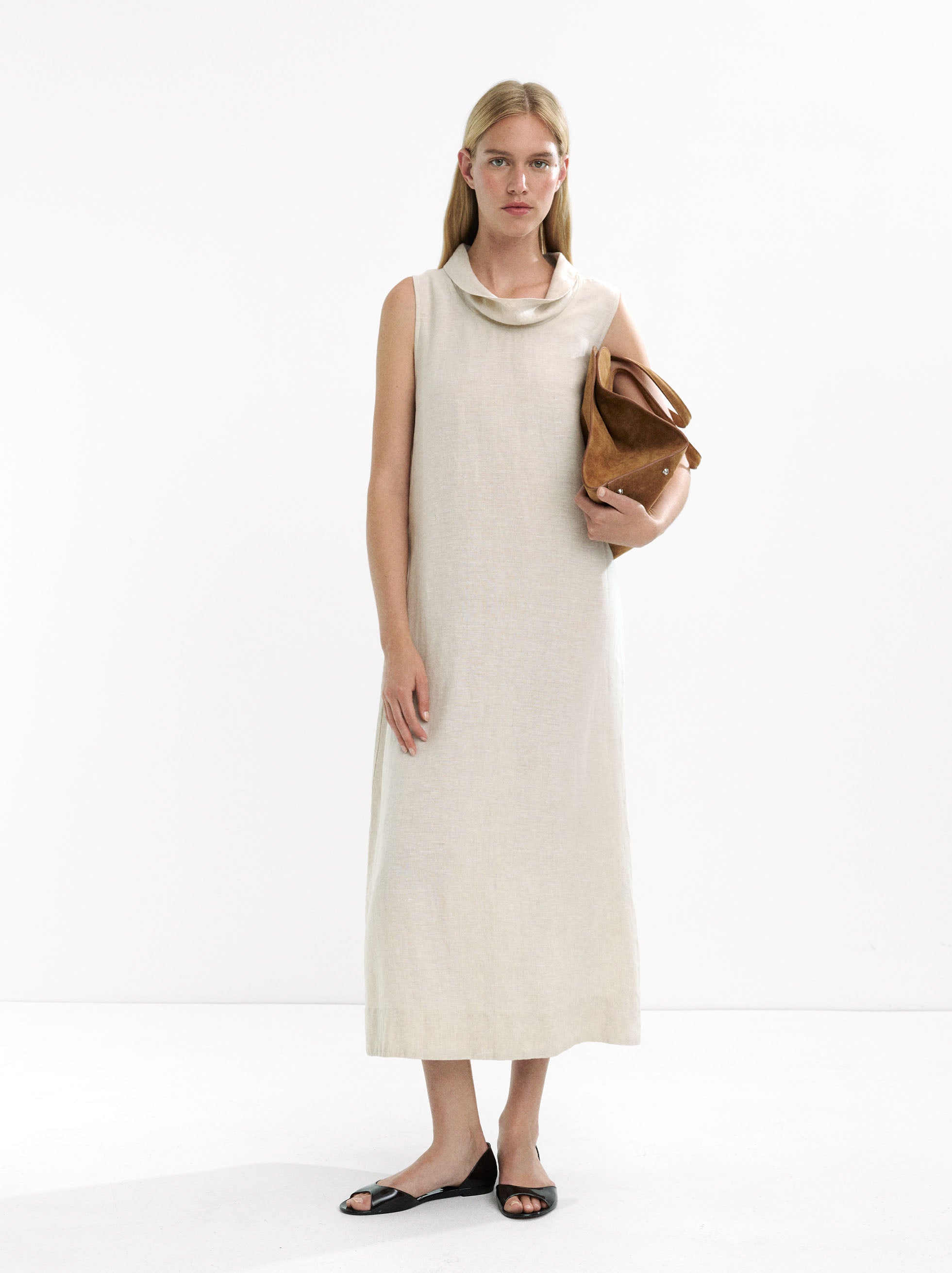 Vestido Midi 100% De Lino