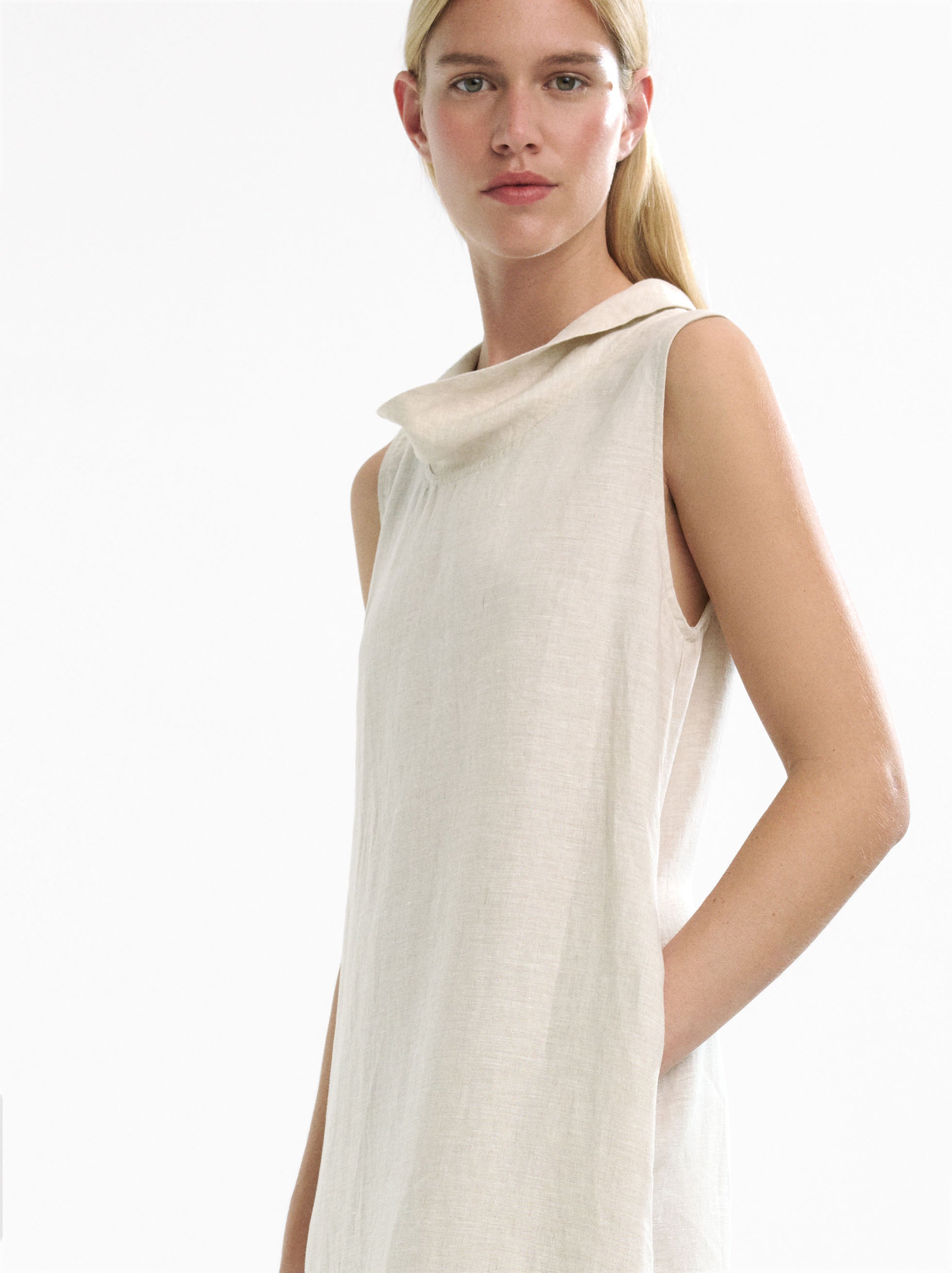 Vestido Midi 100% De Lino