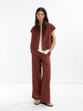 Pantalón Recto Con Lino
