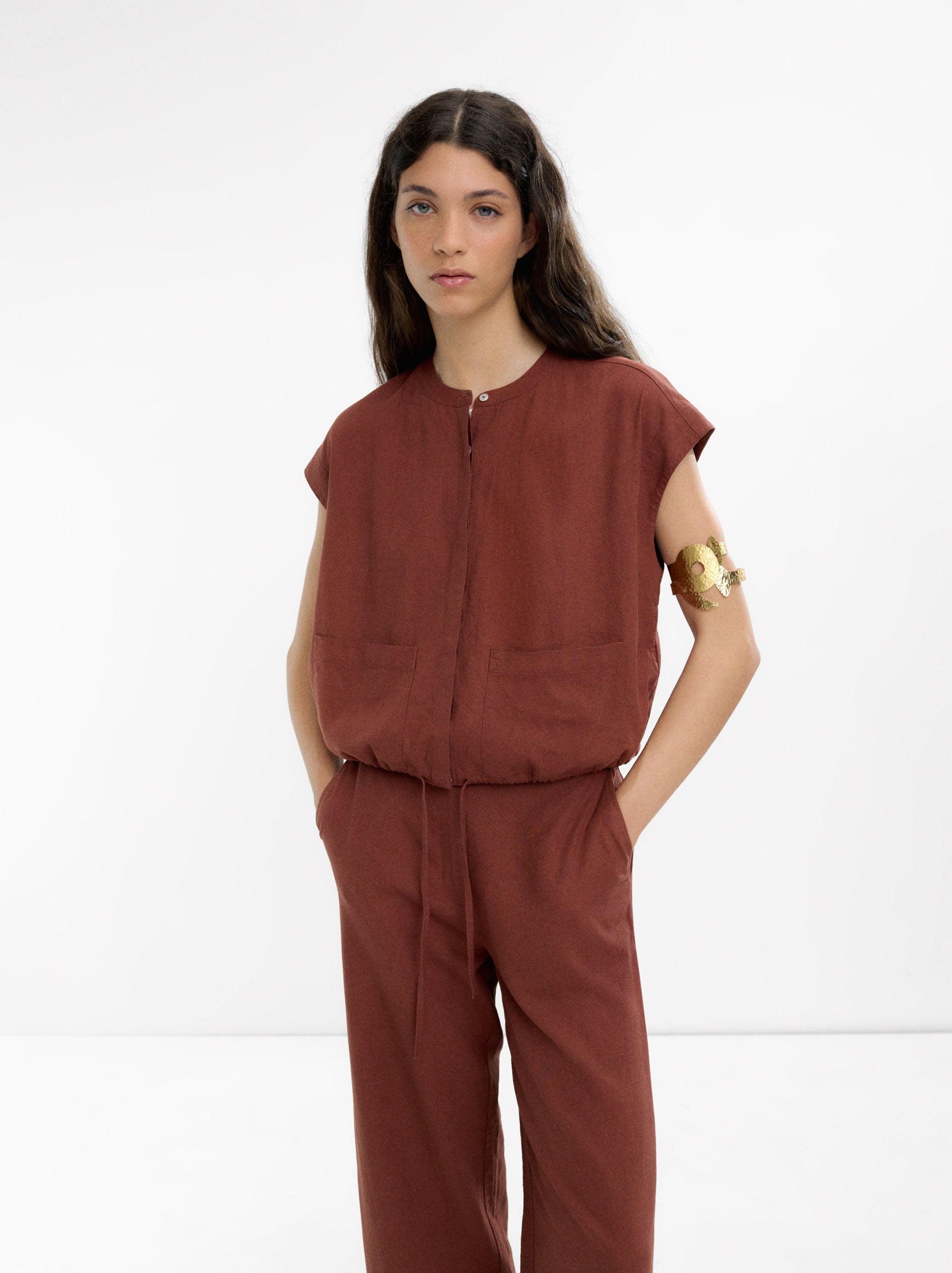 Pantalón Recto Con Lino