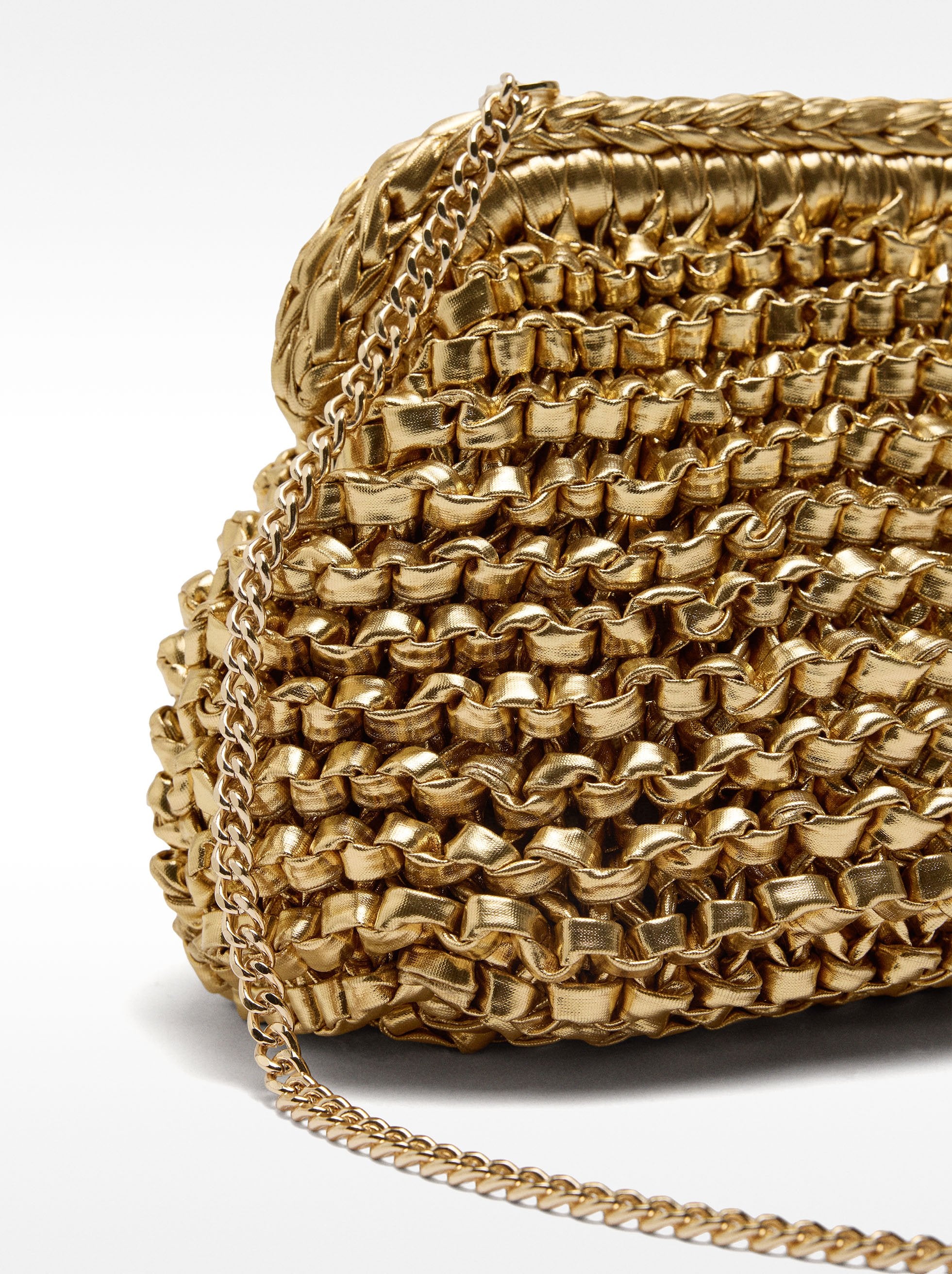 Bolso De Fiesta De Trenzado Dorado
