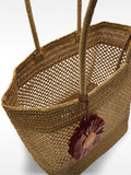 Bolso Shopper De Efecto Rafia Con Colgante
