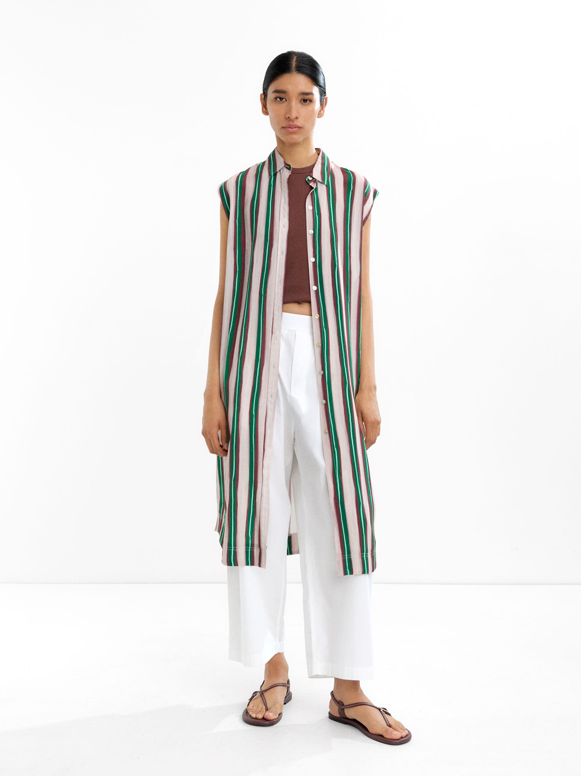 Vestido Camisero Midi A Rayas