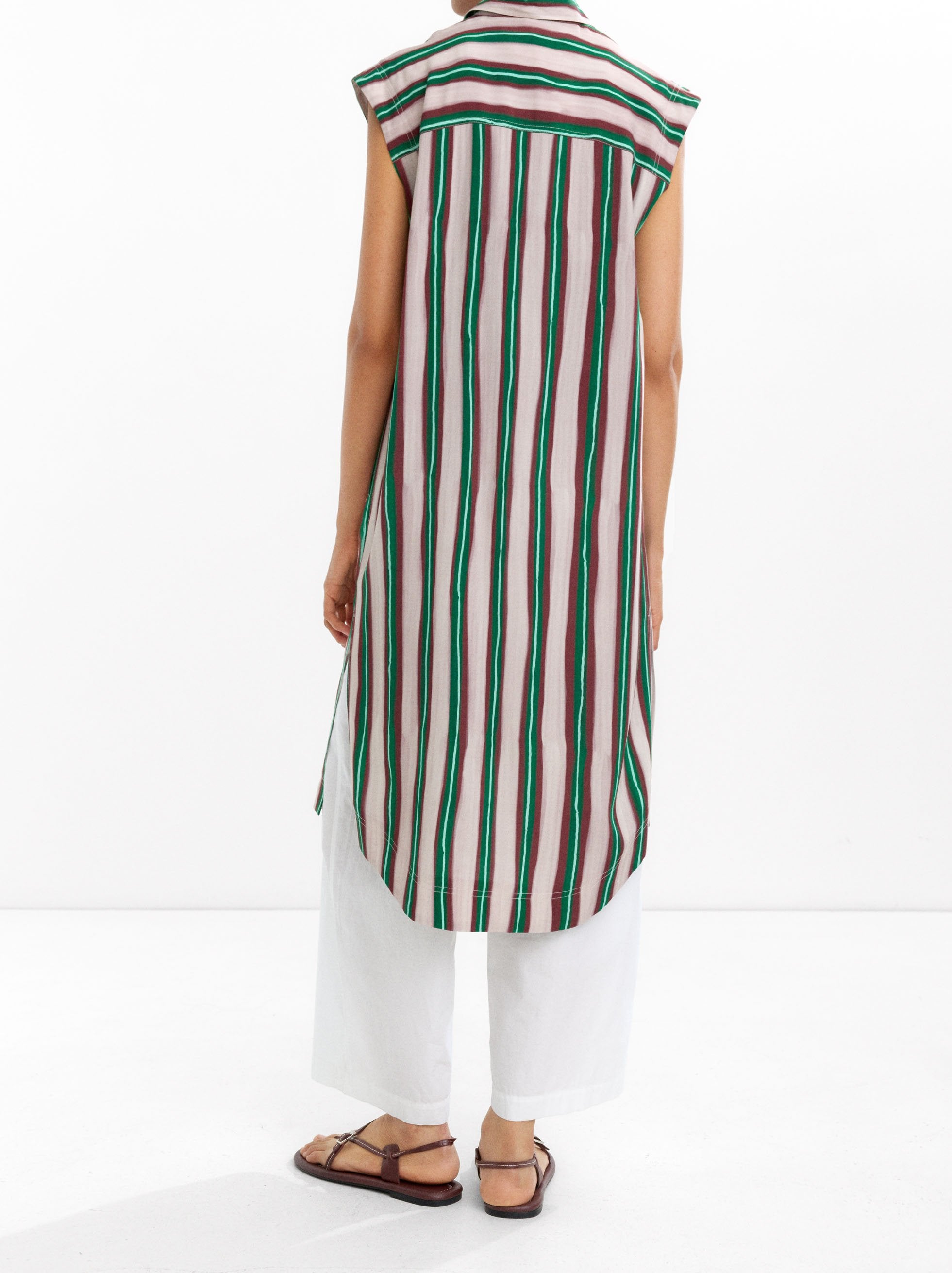 Vestido Camisero Midi A Rayas