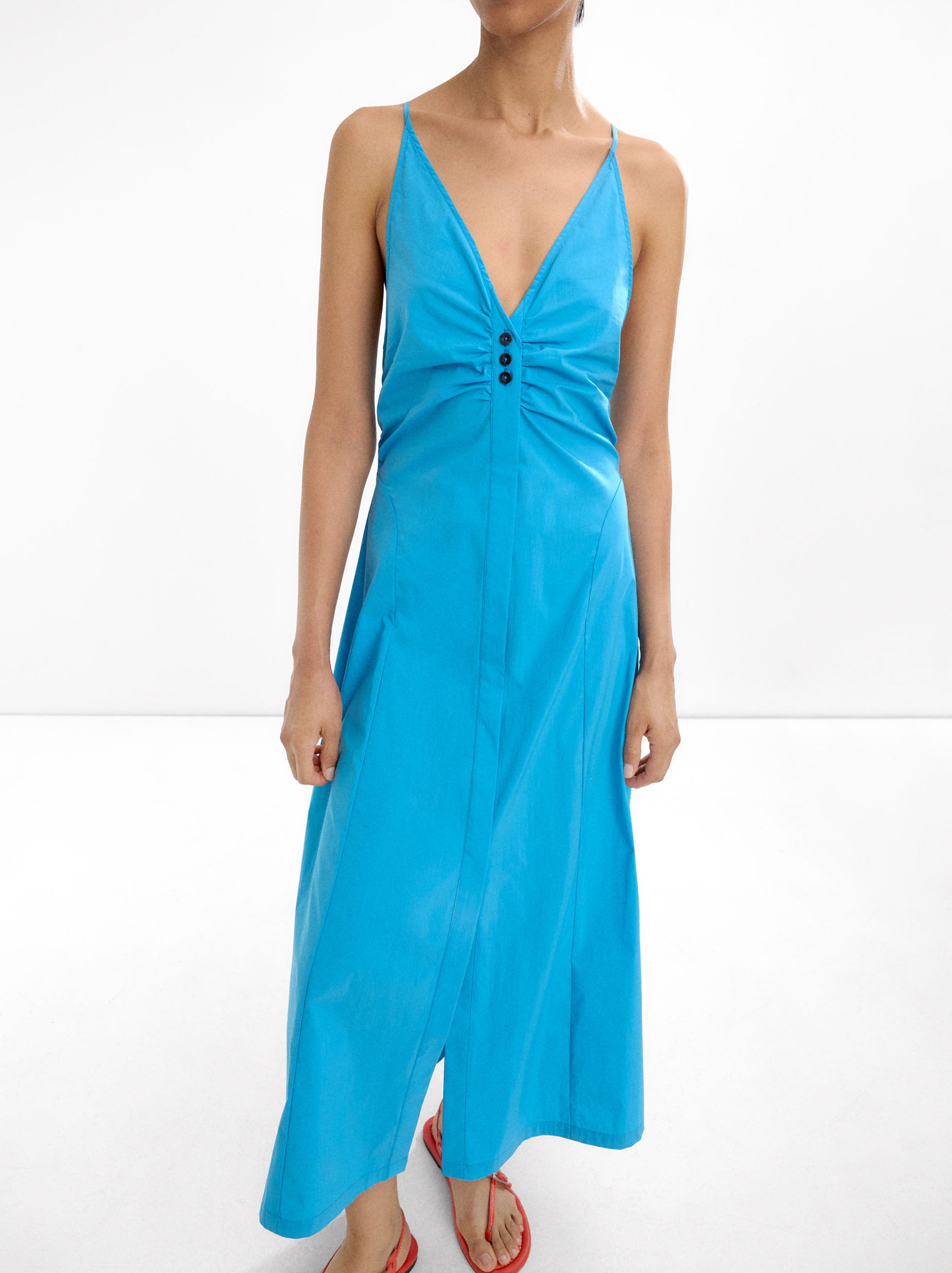 Vestido Largo De Algodón Con Tirantes