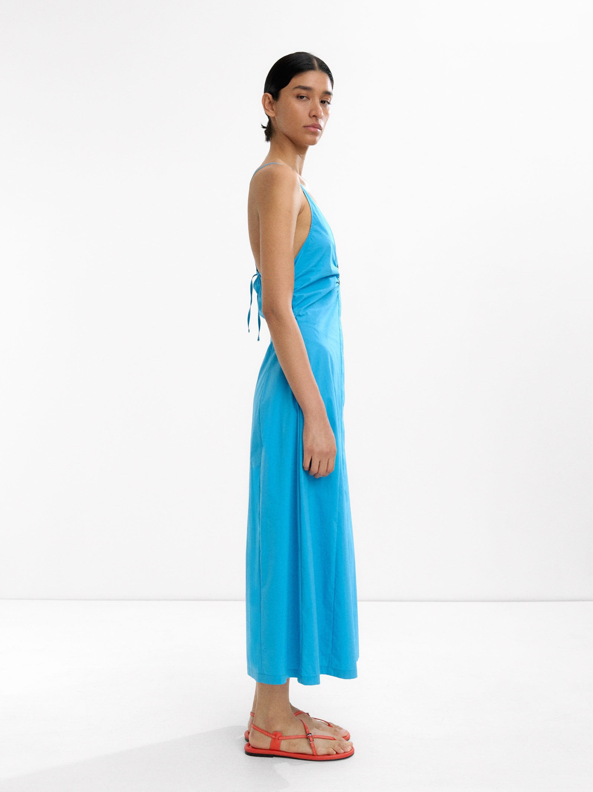 Vestido Largo De Algodón Con Tirantes