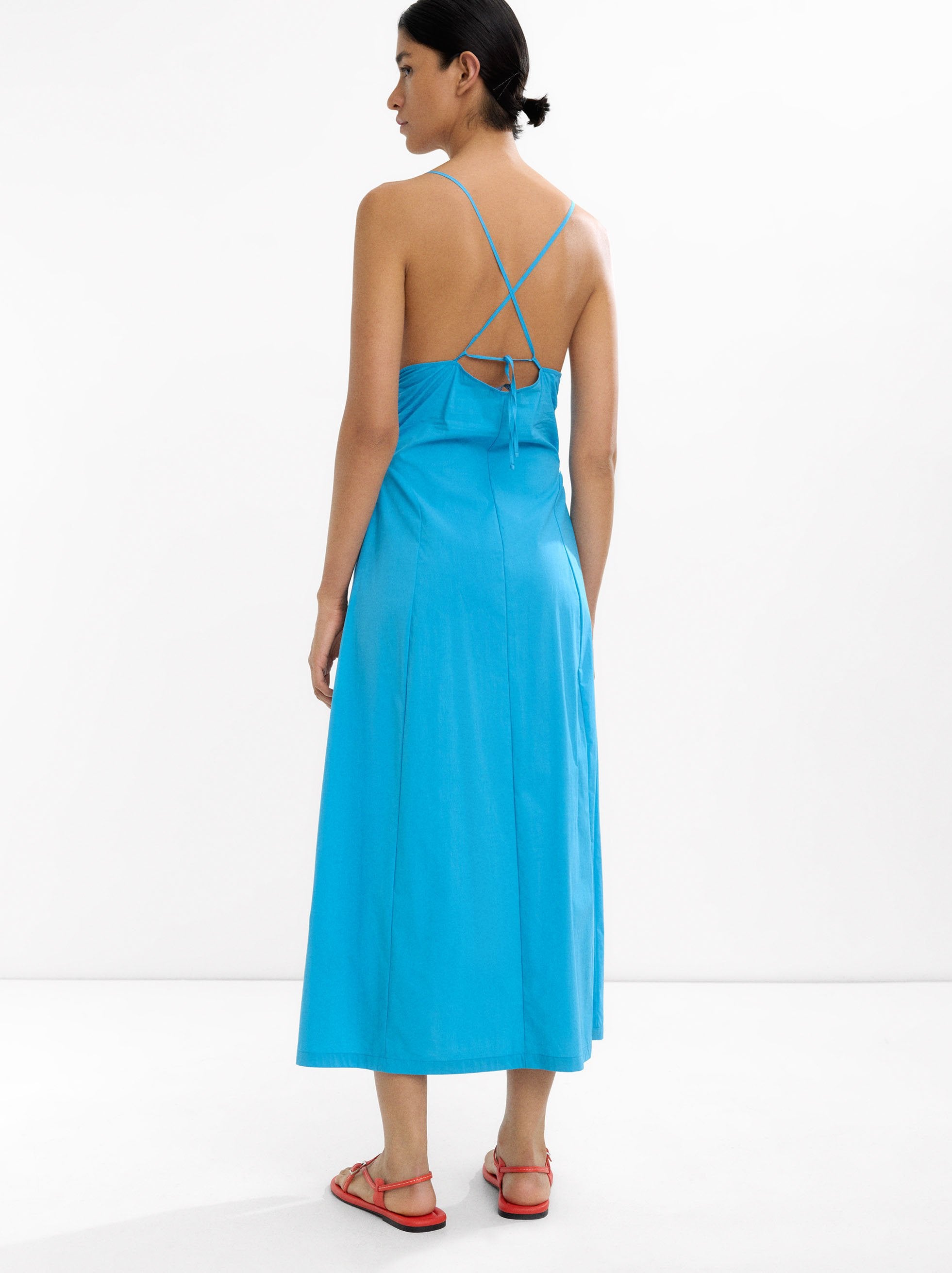 Vestido Largo De Algodón Con Tirantes