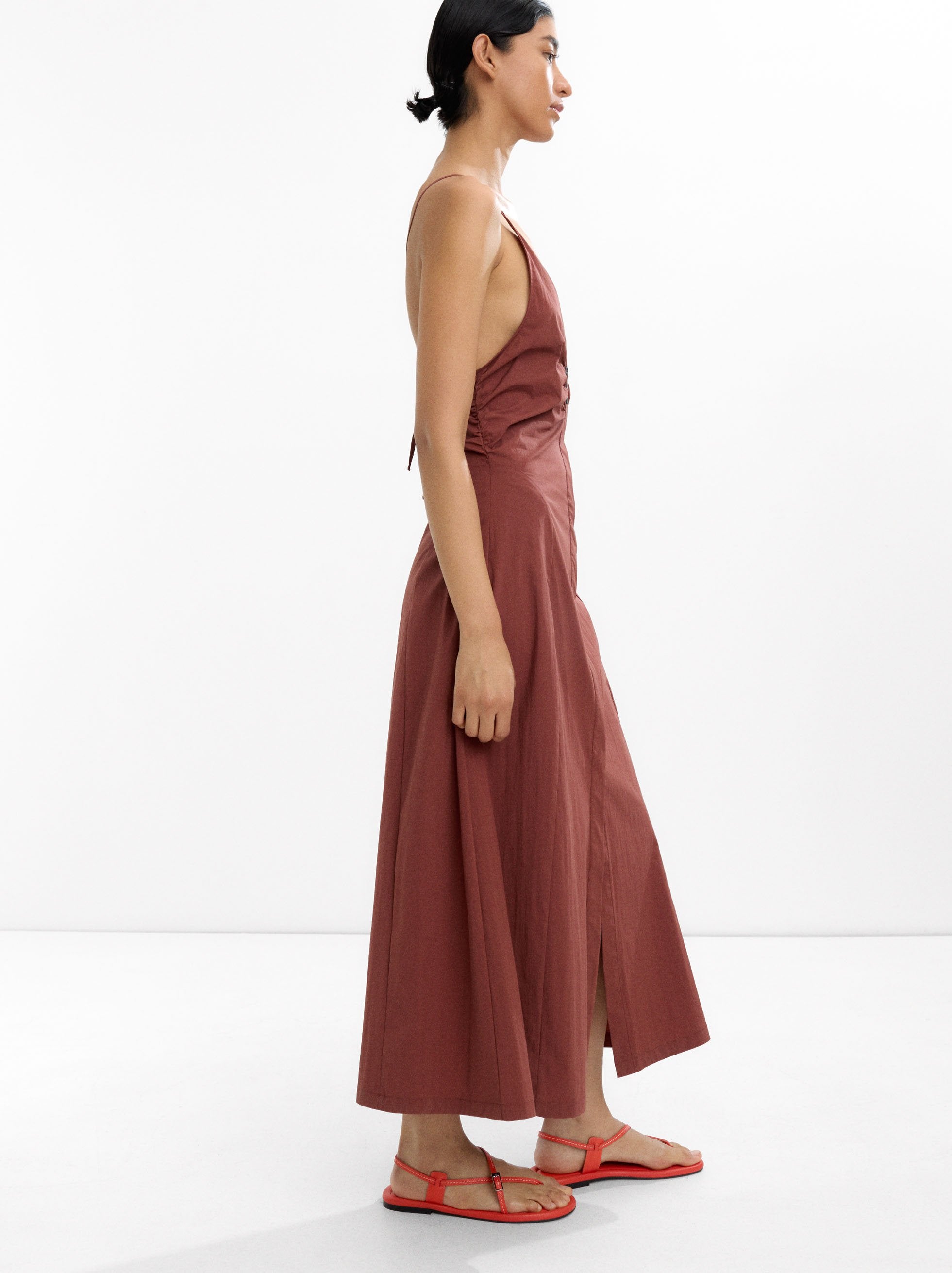 Vestido Largo De Algodón Con Tirantes