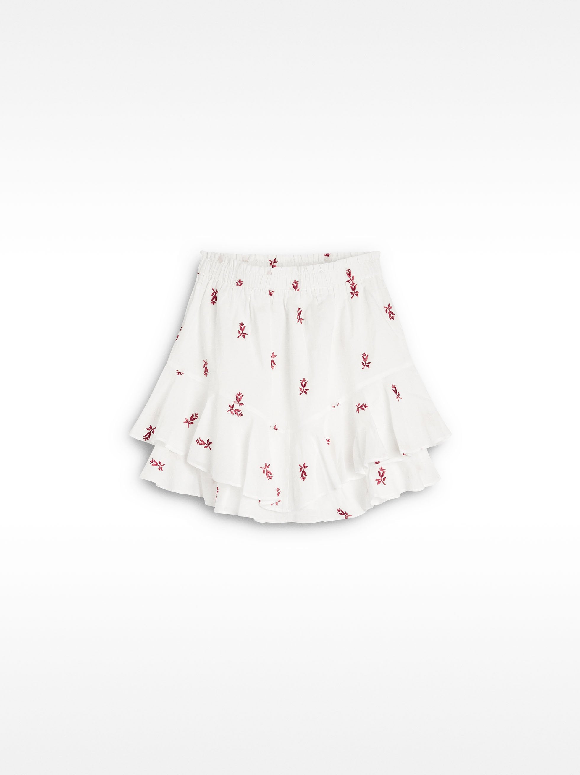 Falda Corta Con Bordado 100% Algodón