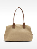 Bolso Shopper De Rafia Con Bandolera