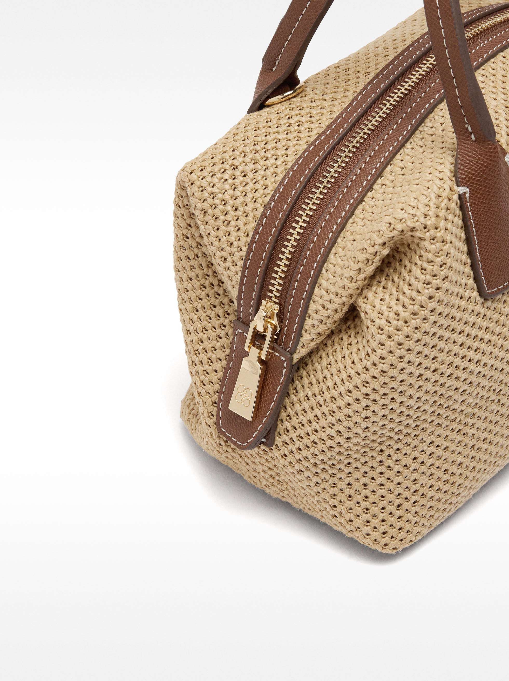 Bolso Tote Efecto Rafia Con Bandolera M
