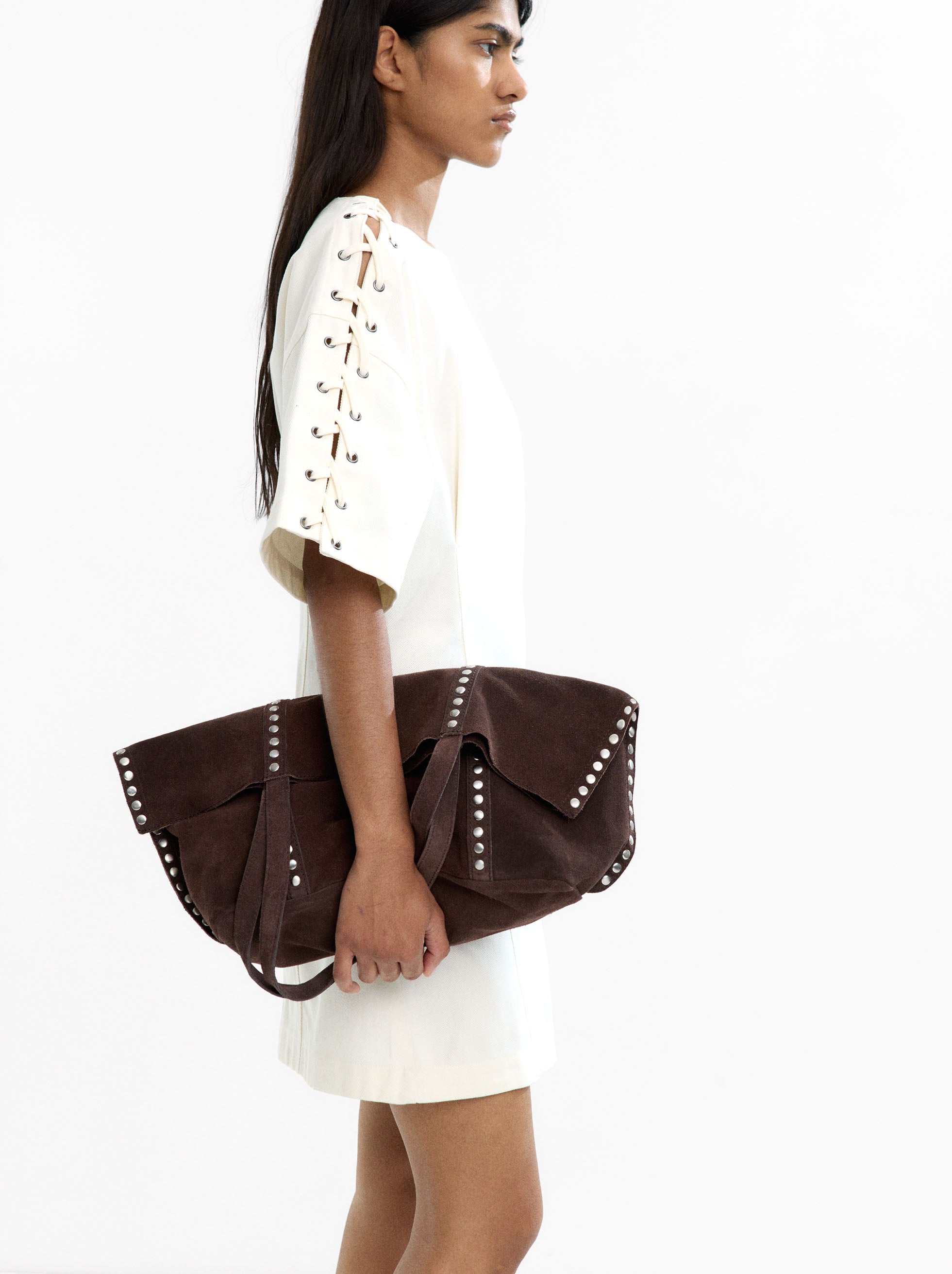 Bolso Shopper De Piel Con Tachuelas