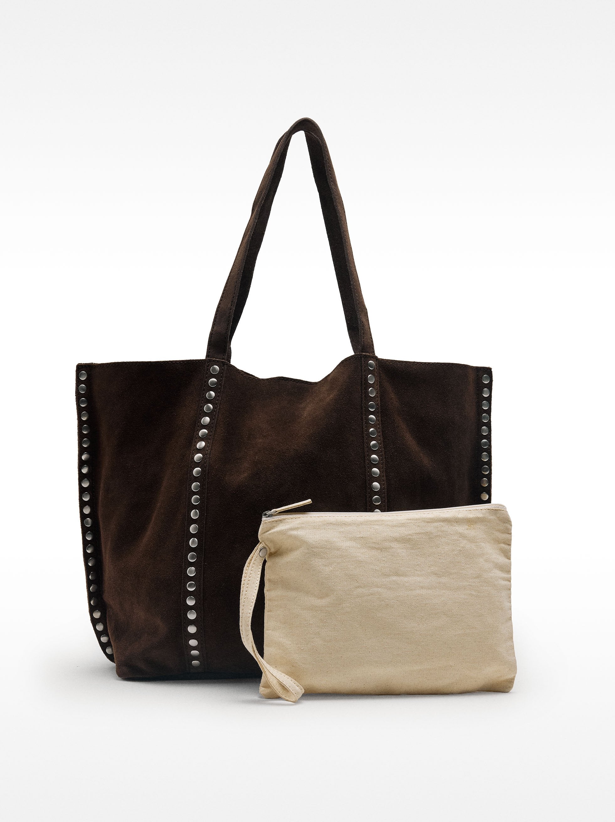 Bolso Shopper De Piel Con Tachuelas
