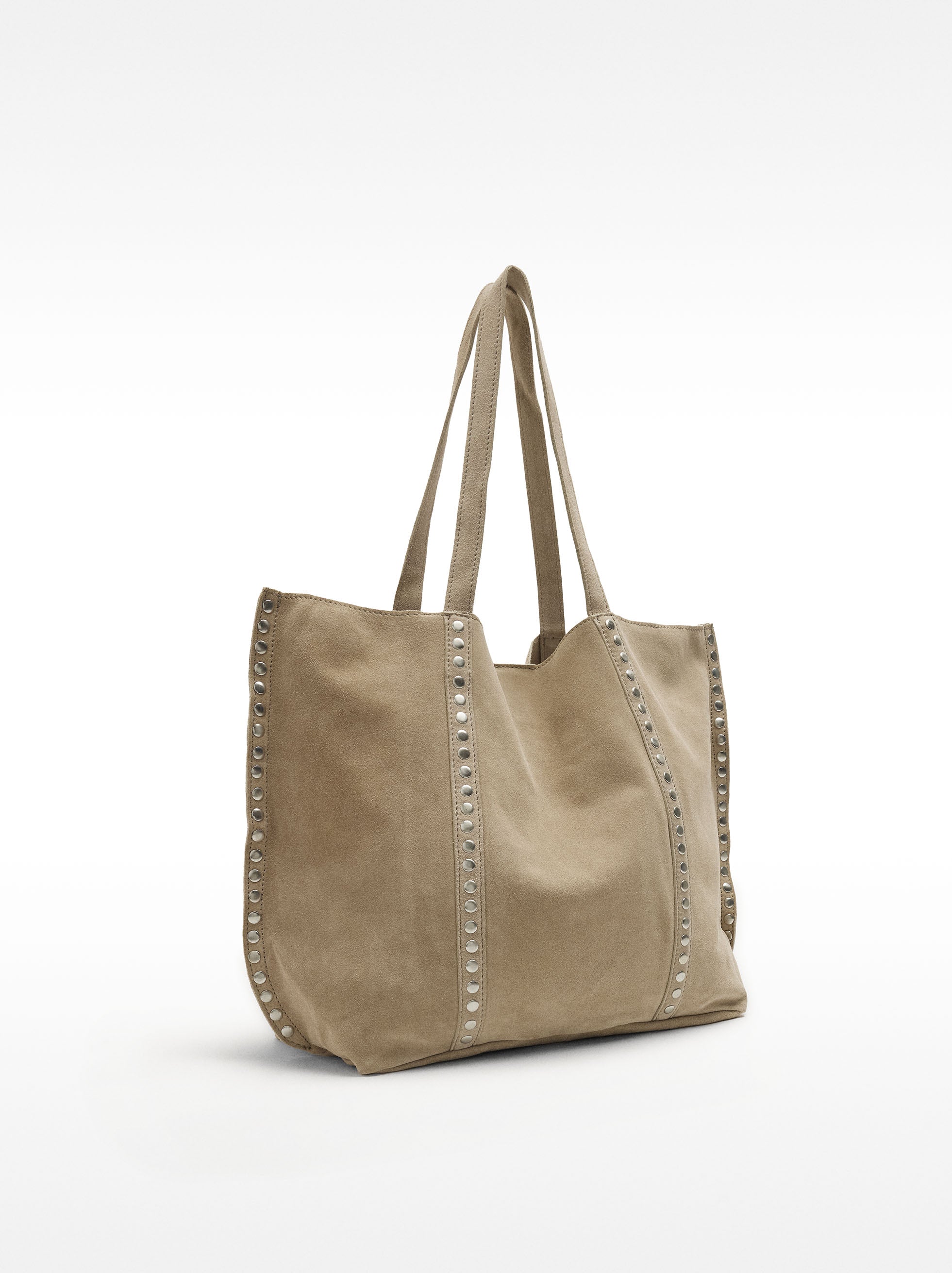 Bolso Shopper De Piel Con Tachuelas