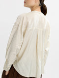 Camisa A Rayas Con Cuello Mao
