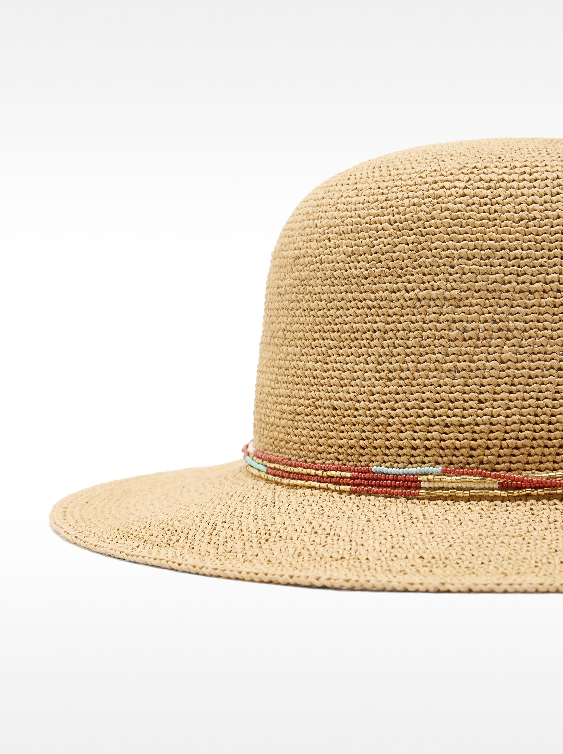 Sombrero Efecto Rafia Con Cinta
