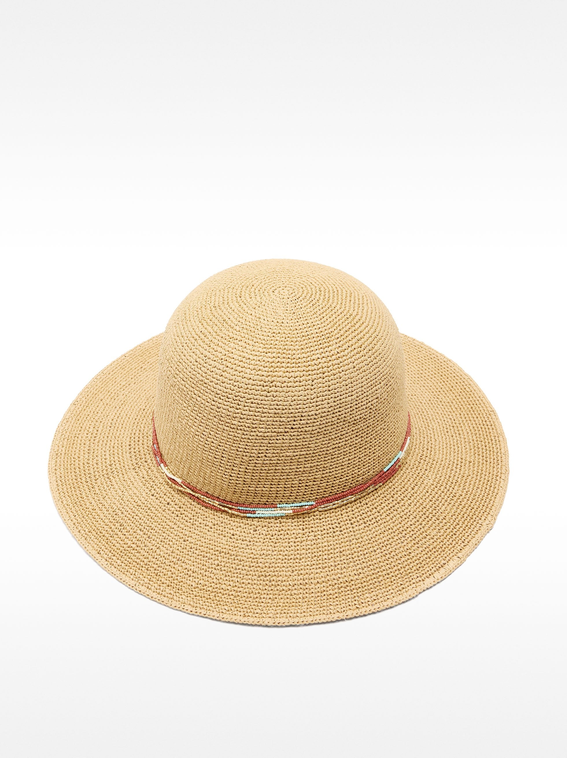 Sombrero Efecto Rafia Con Cinta