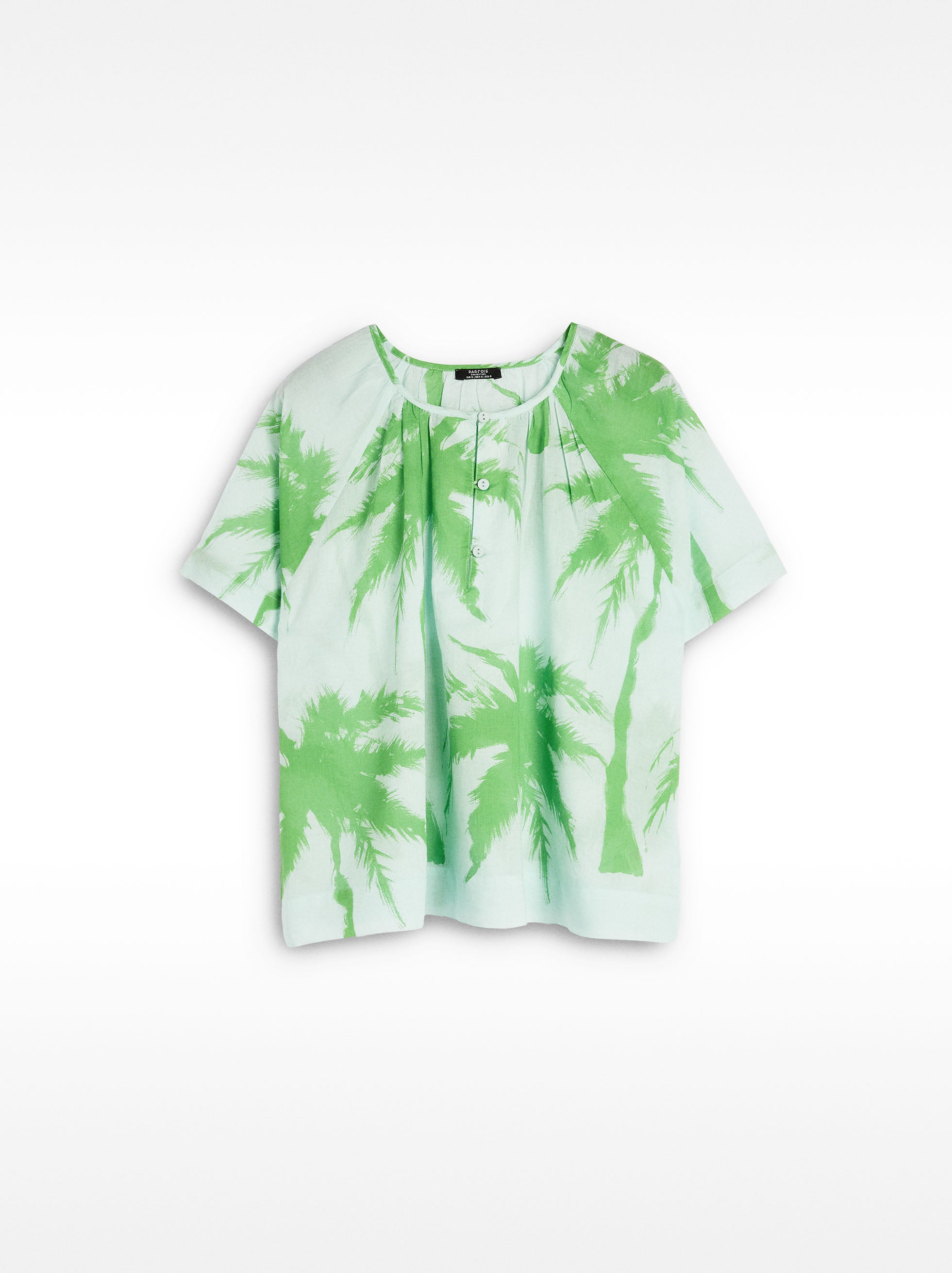 Blusa De 100% Algodón Con Estampado De Palmeras