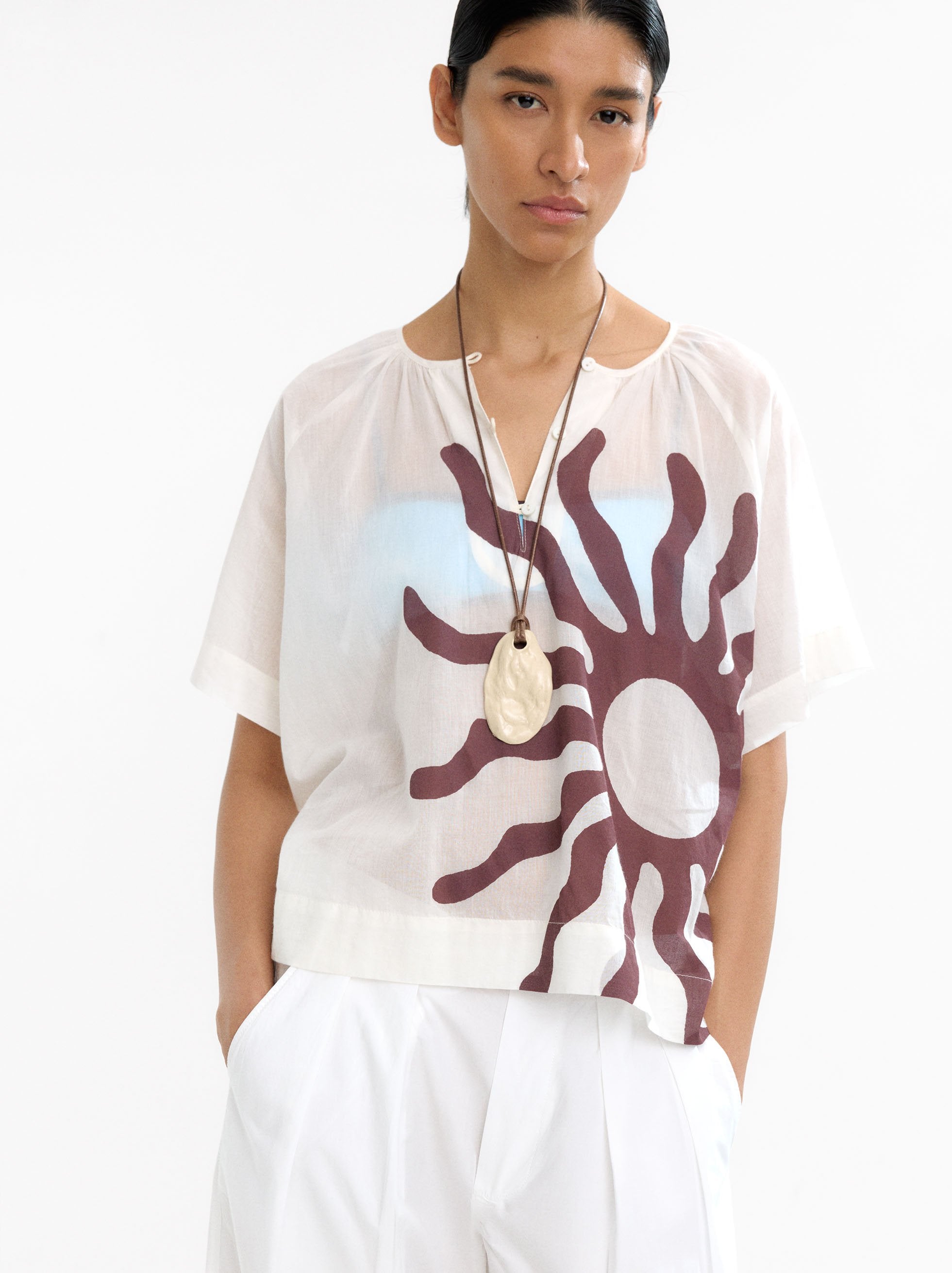 Blusa De 100% Algodón Estampado