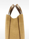 Bolso Tote De Efecto Rafia Con Colgante