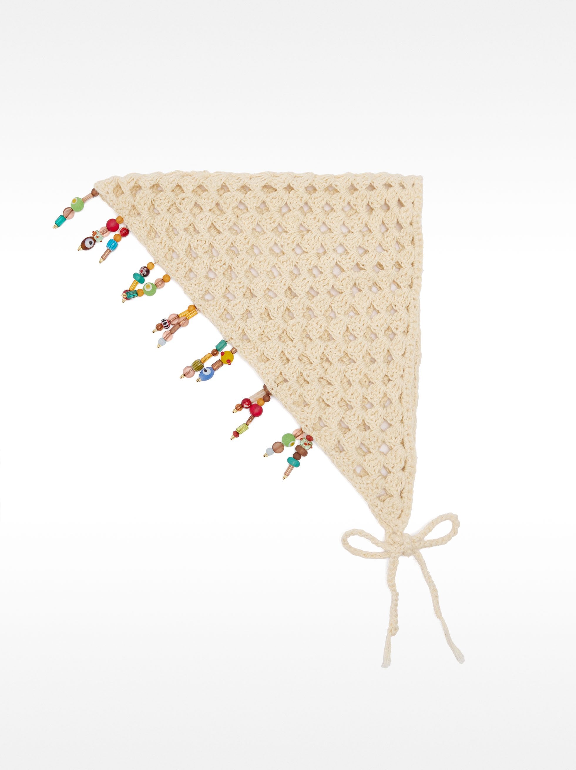 Pañuelo Triangular De Crochet Con Cuentas