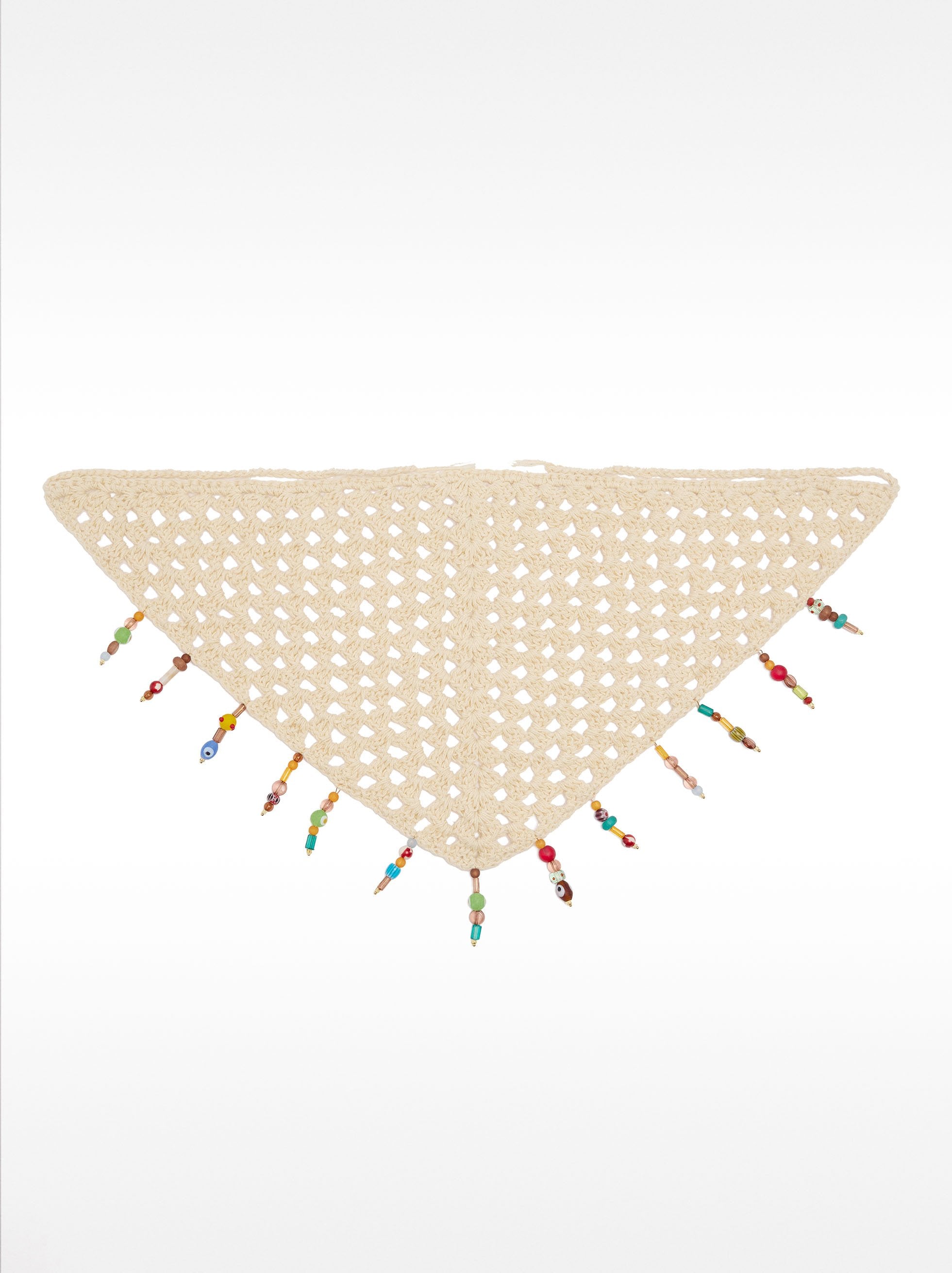 Pañuelo Triangular De Crochet Con Cuentas