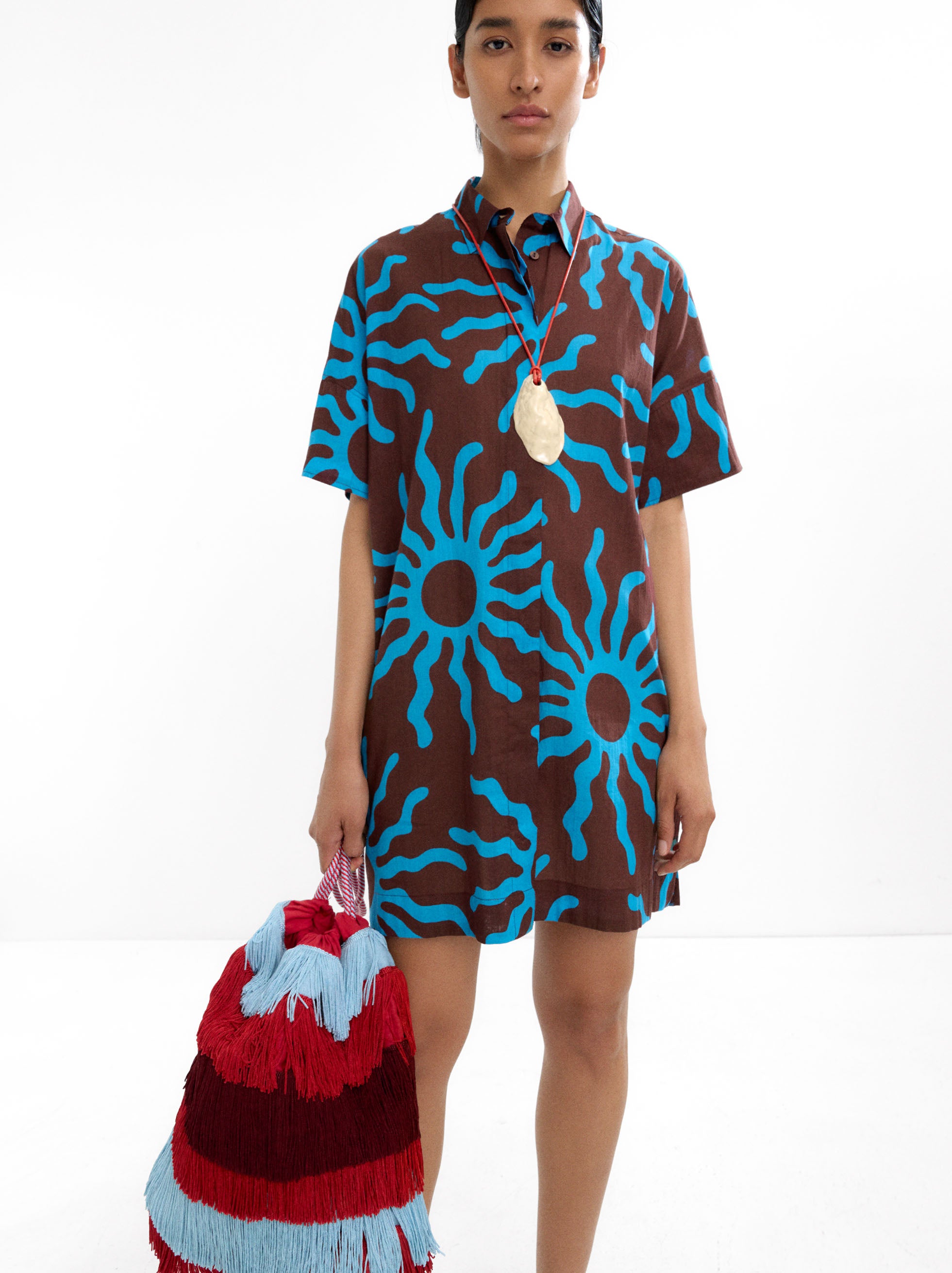 Vestido Camisero Estampado 100% Algodón