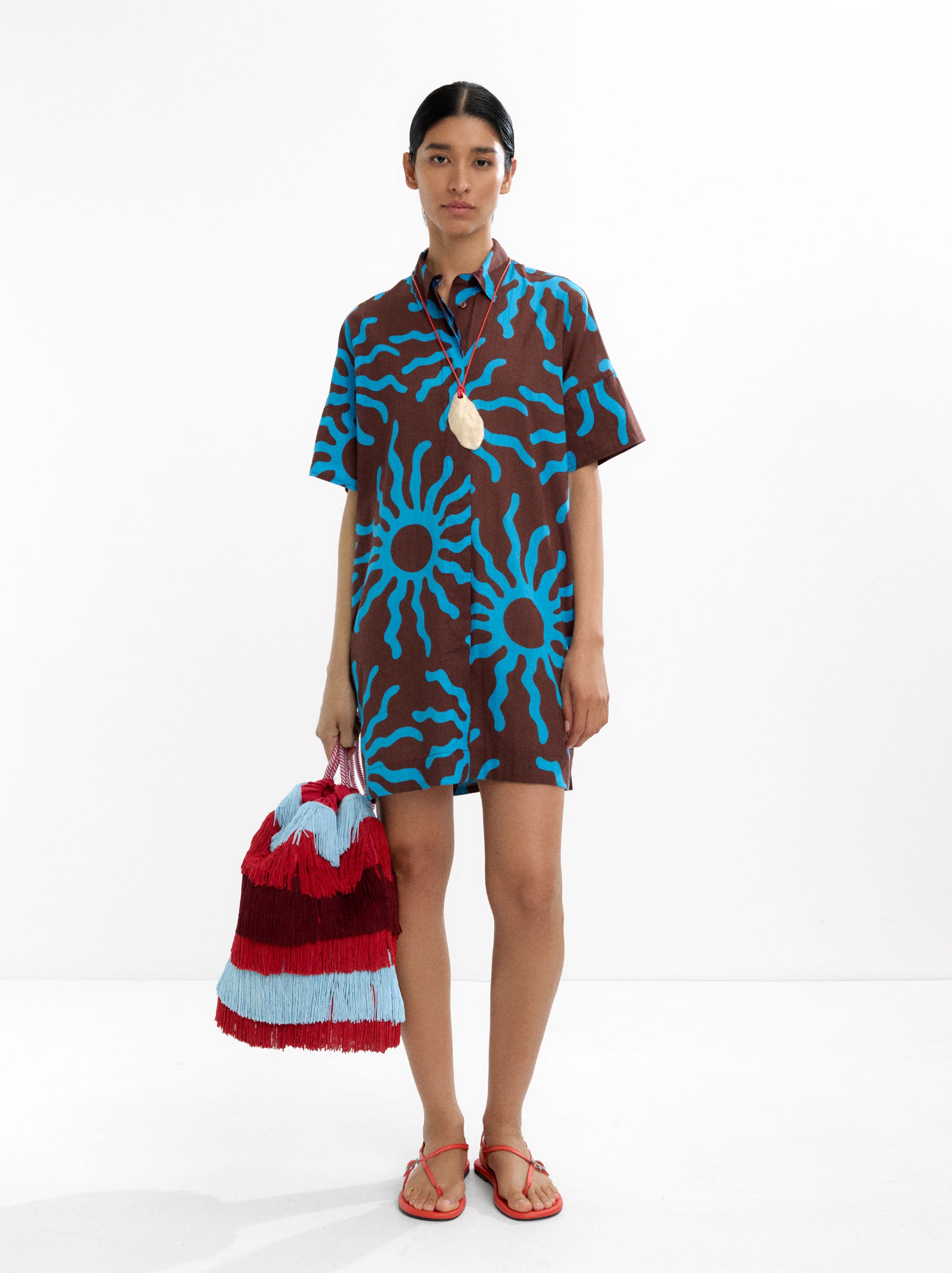 Vestido Camisero Estampado 100% Algodón