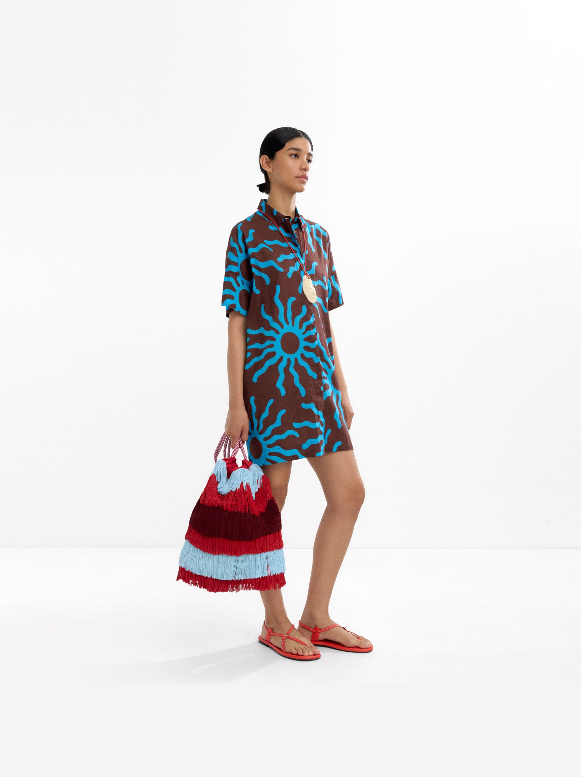 Vestido Camisero Estampado 100% Algodón
