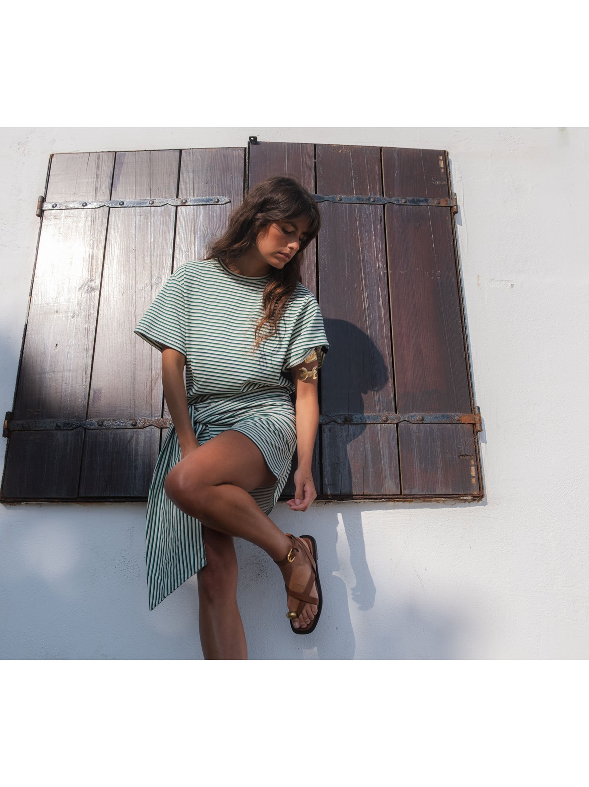 Vestido Corto A Rayas 100 % Algodón