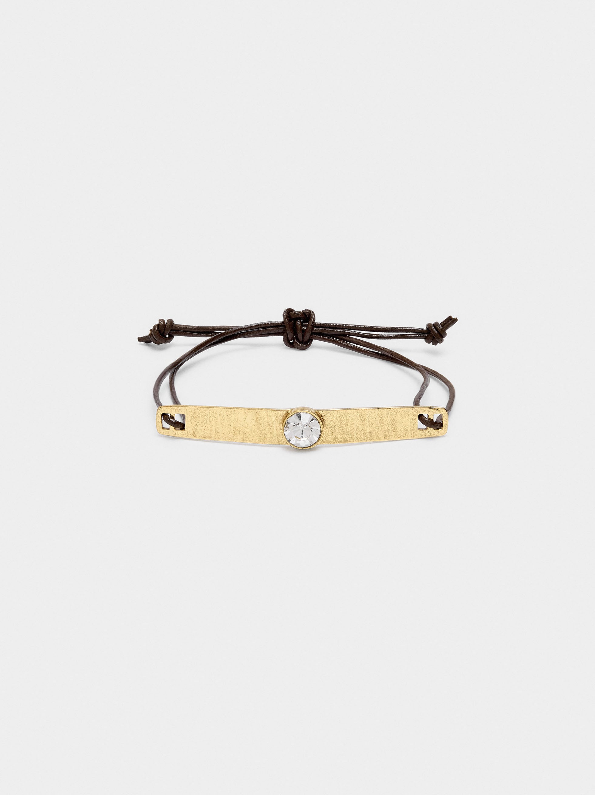 Pulsera De Piel Con Placa Y Piedra