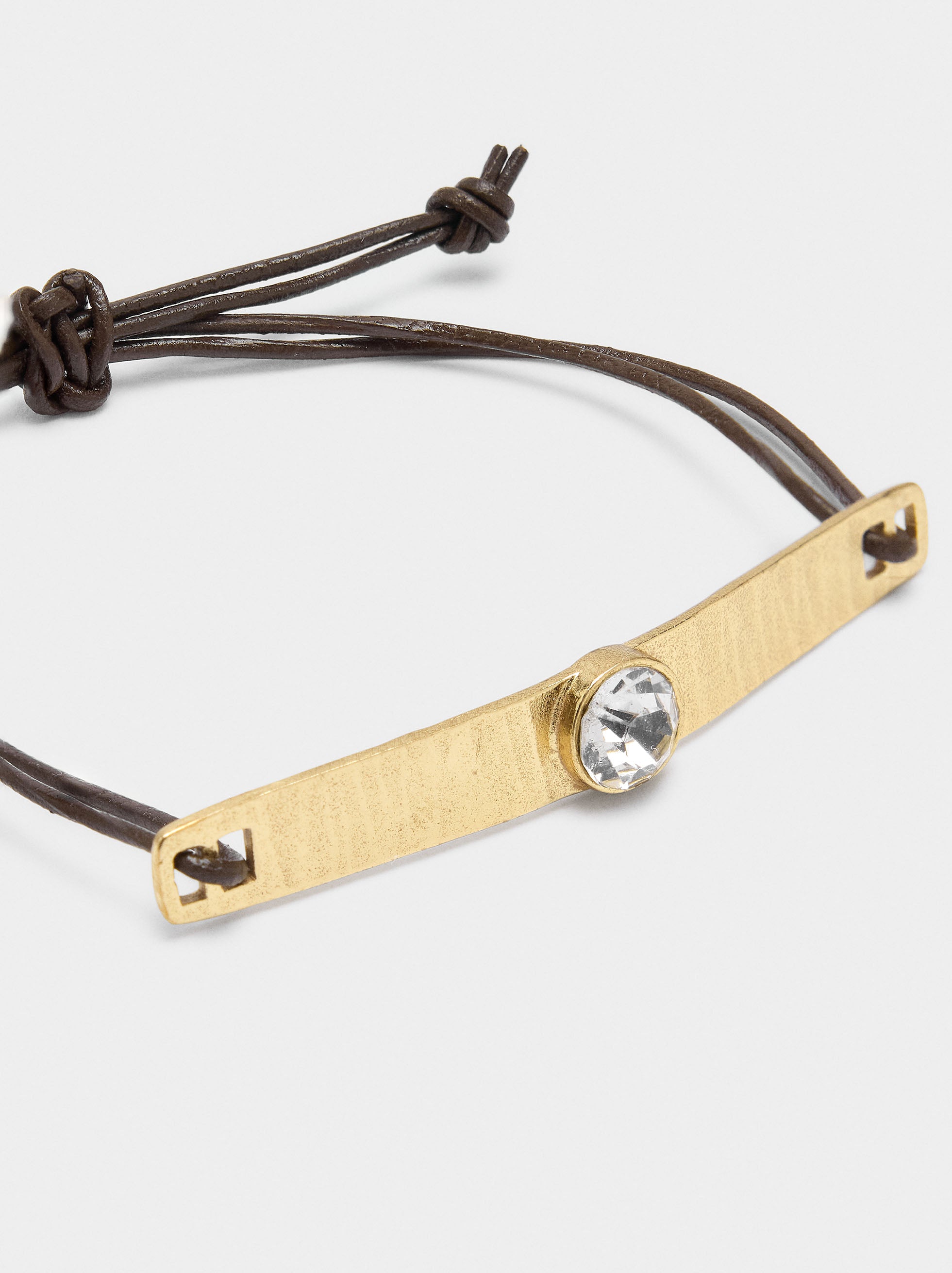 Pulsera De Piel Con Placa Y Piedra