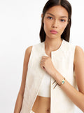 Pulsera De Piel Con Detalle Ovalado Con Piedra