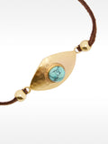 Pulsera De Piel Con Detalle Ovalado Con Piedra
