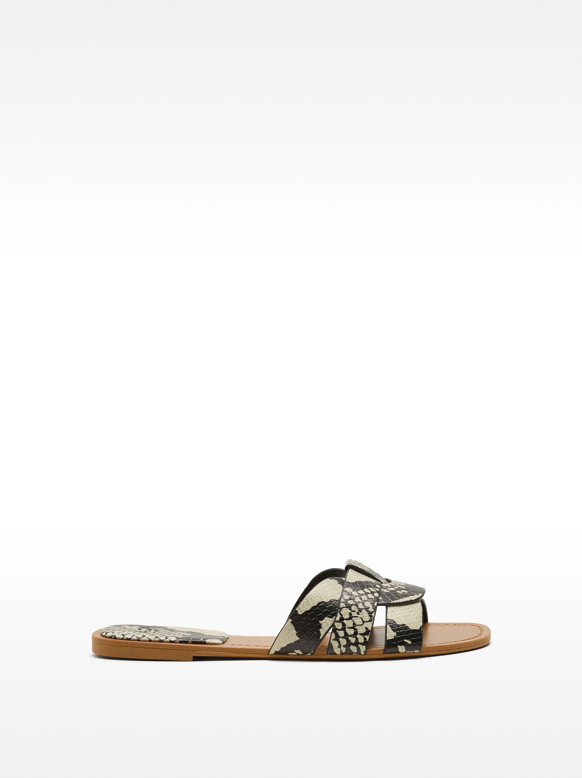 Sandalias Planas Cruzadas Con Grabado Animal