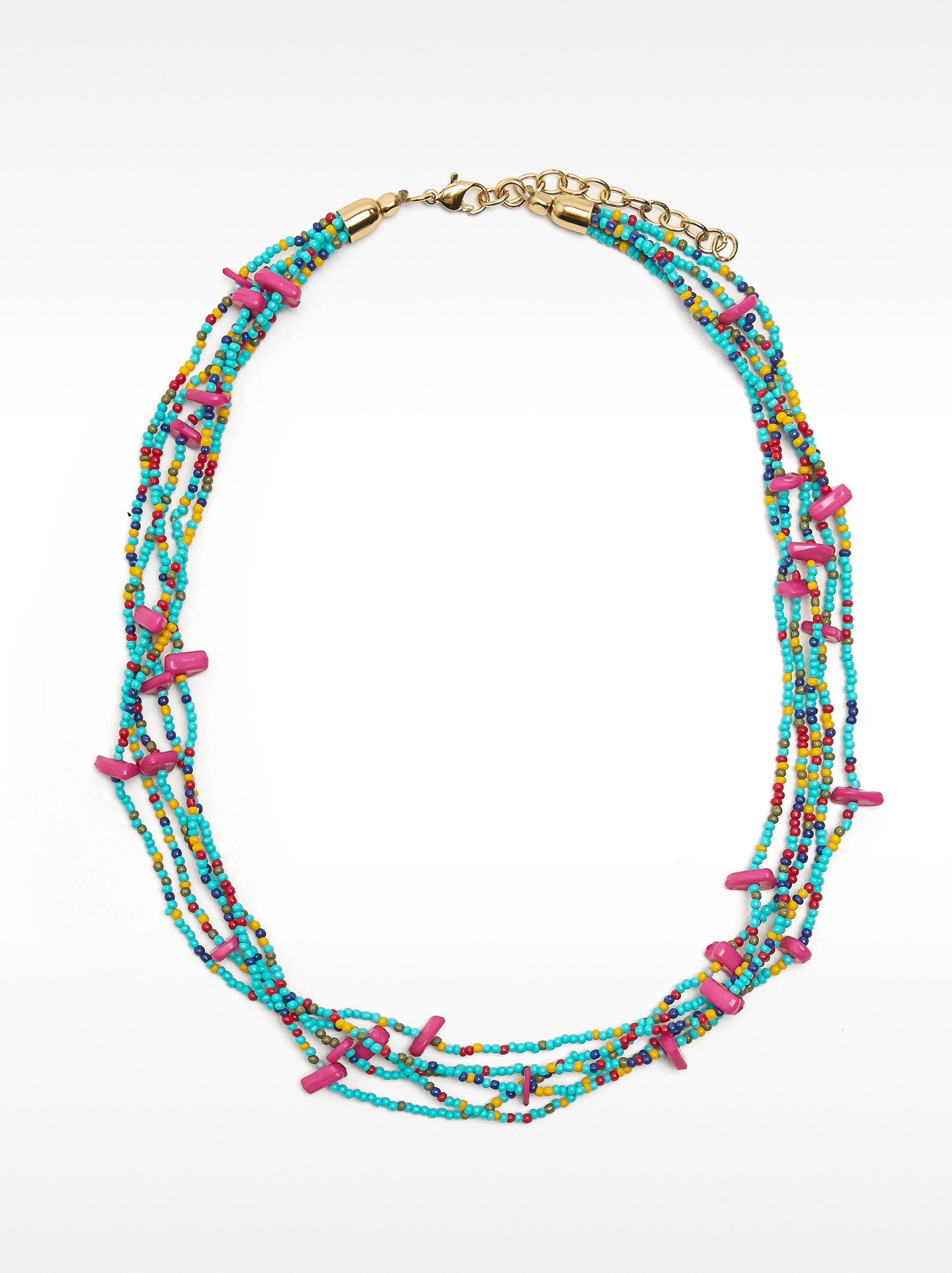 Collar Corto Con Varias Filas De Cuentas