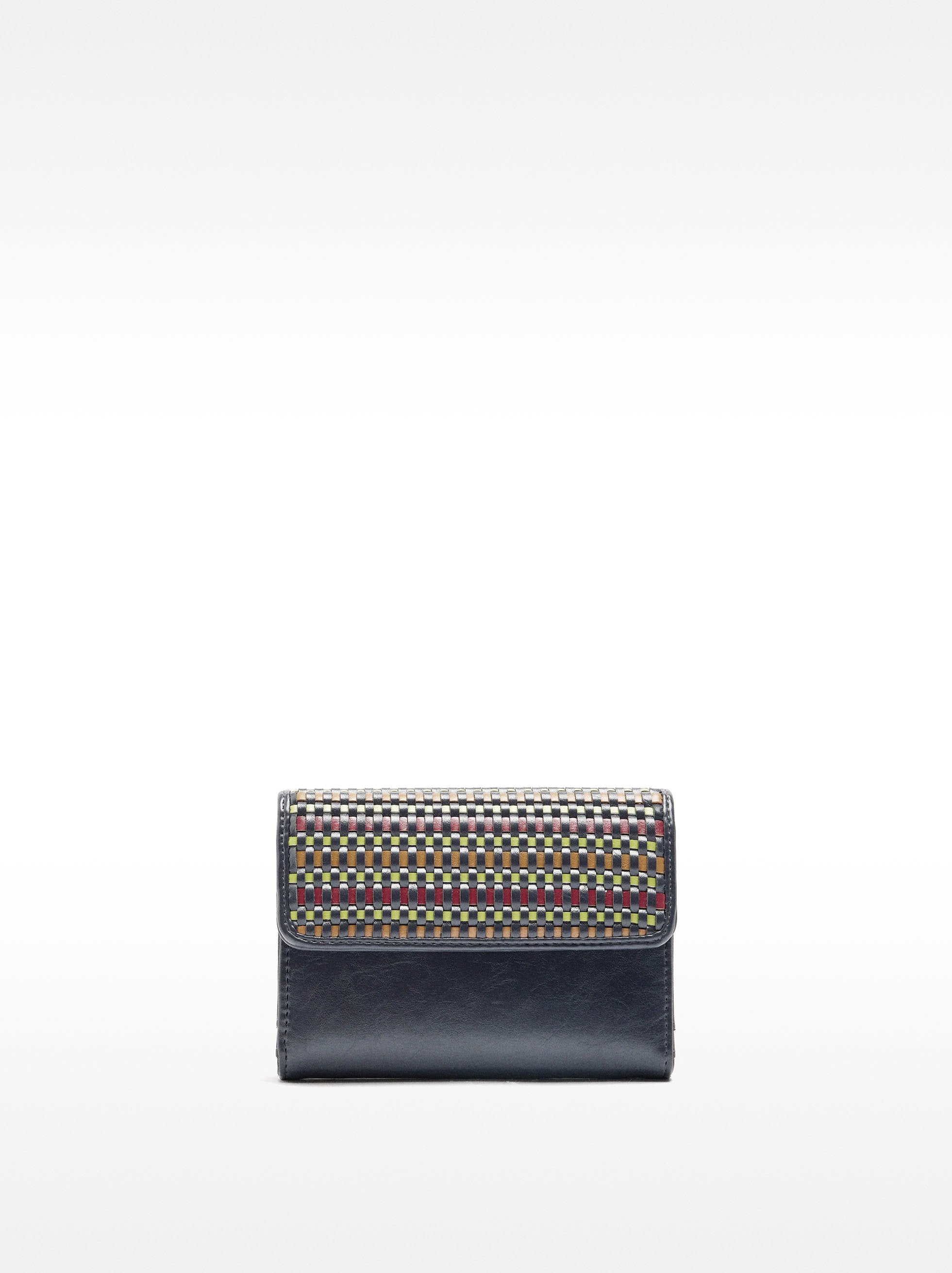 Cartera Con Trenzado Multicolor Y Solapa