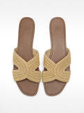Sandalias Planas De Efecto Paja