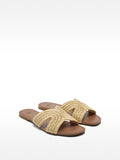Sandalias Planas De Efecto Paja