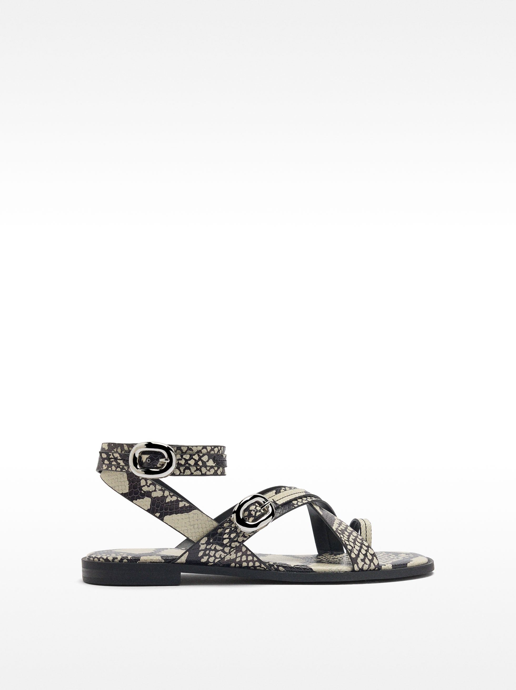 Sandalias Planas Estampado De Serpiente