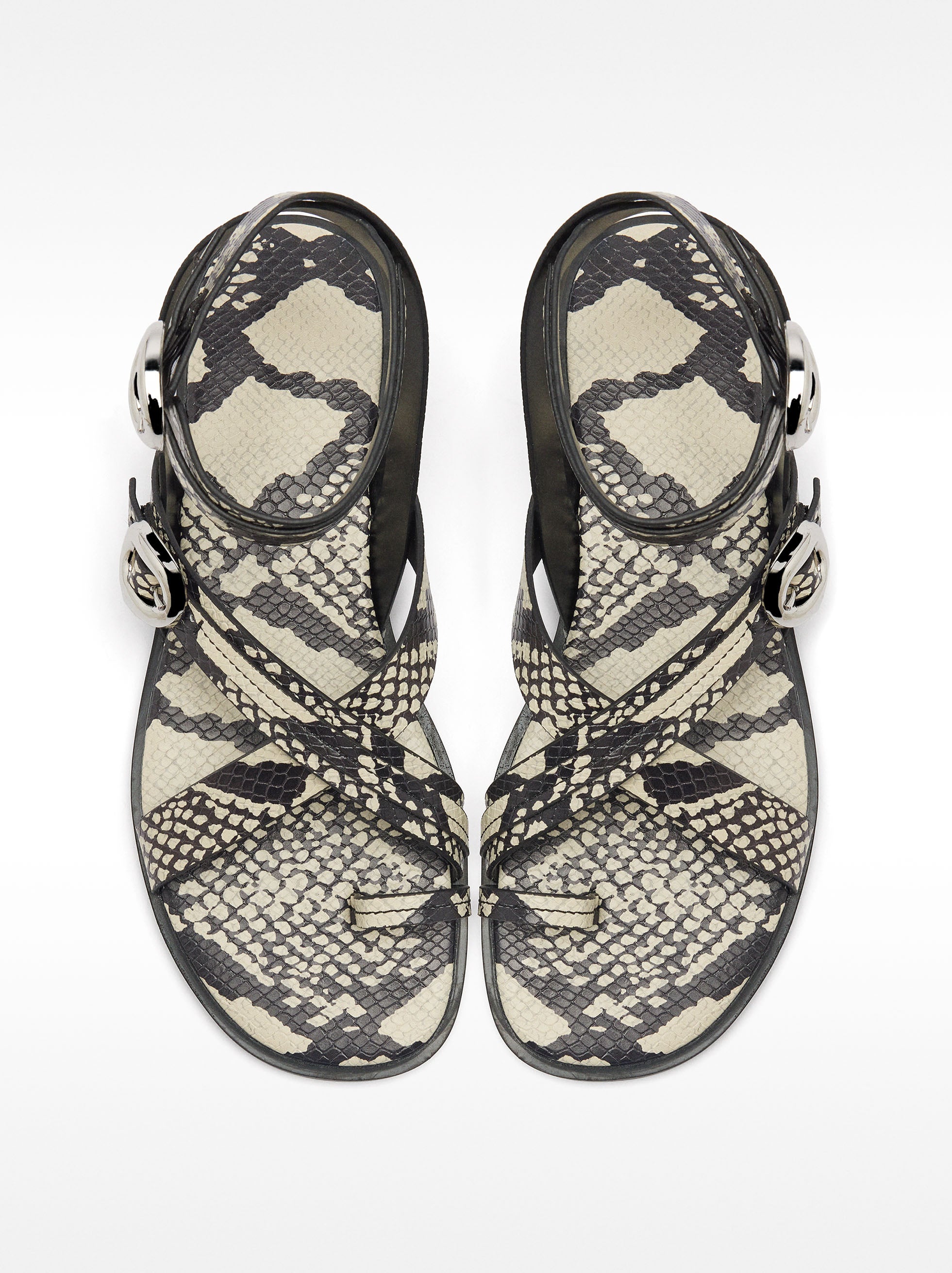 Sandalias Planas Estampado De Serpiente