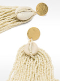 Pendientes Largos Con Cuentas Y Conchas