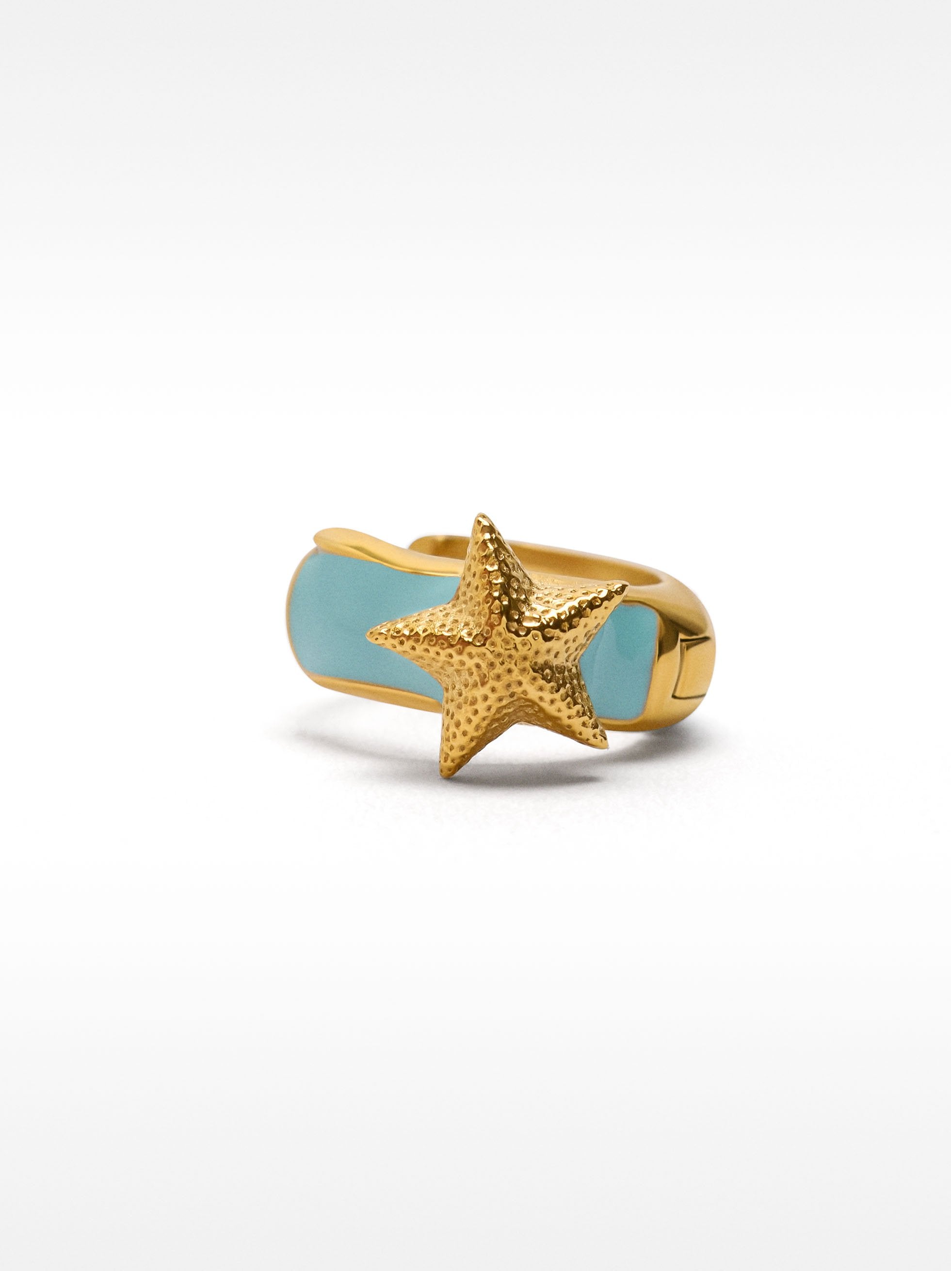 Aro Individual Esmaltado De Estrella De Mar - Acero Inoxidable