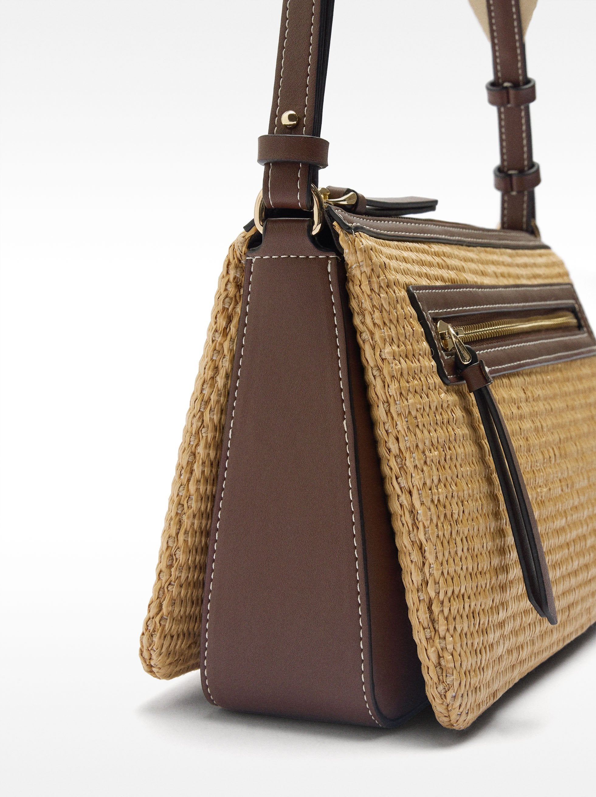 Bolso Bandolera Triple Efecto Rafia