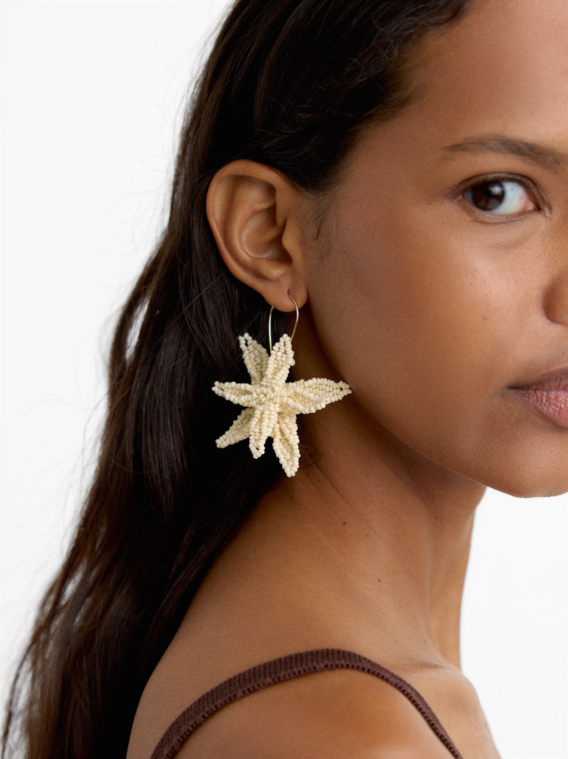 Pendientes Maxi Flores Com Abalorios