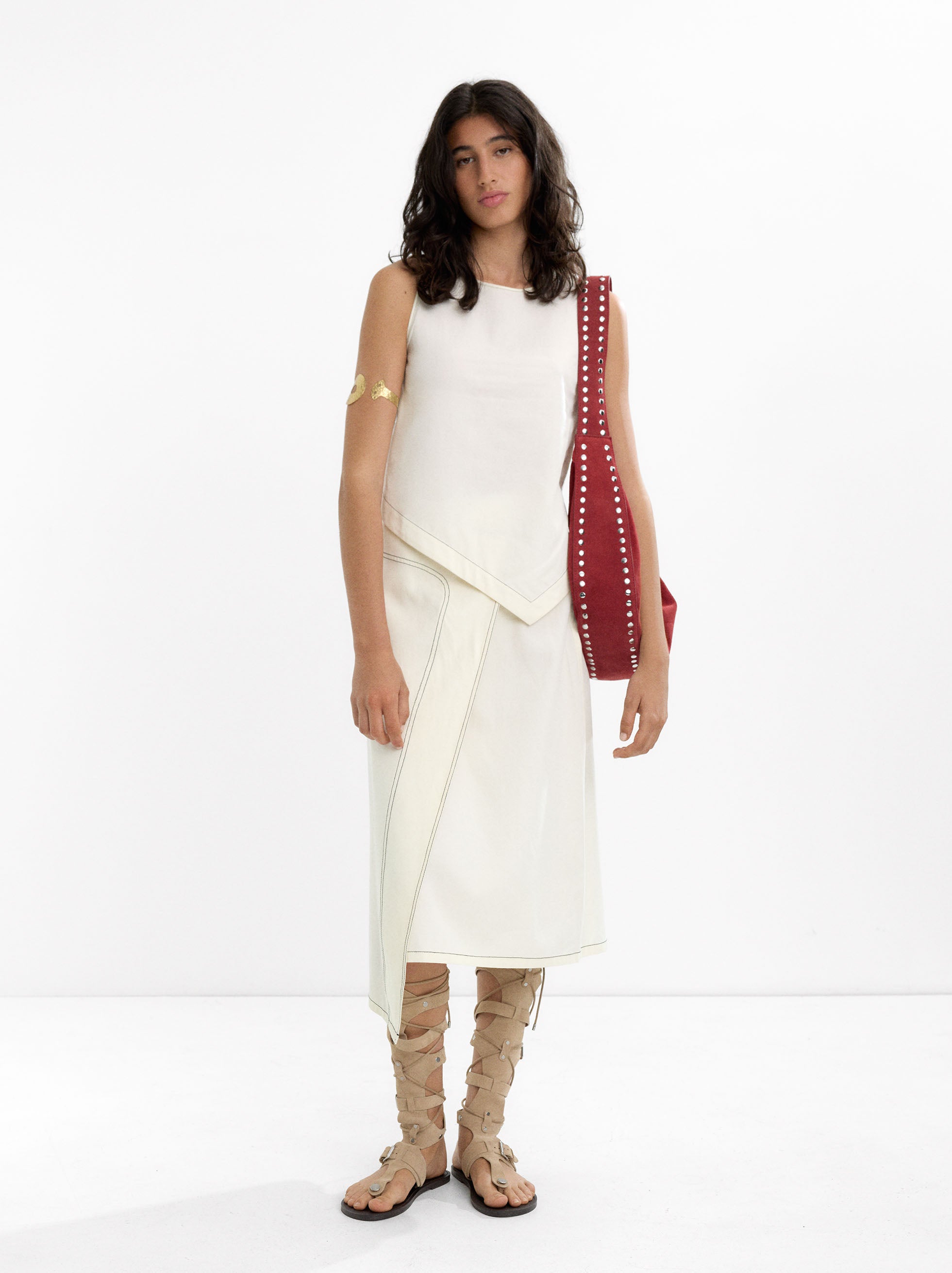 Falda Com Cruce Mezcla De Algodón