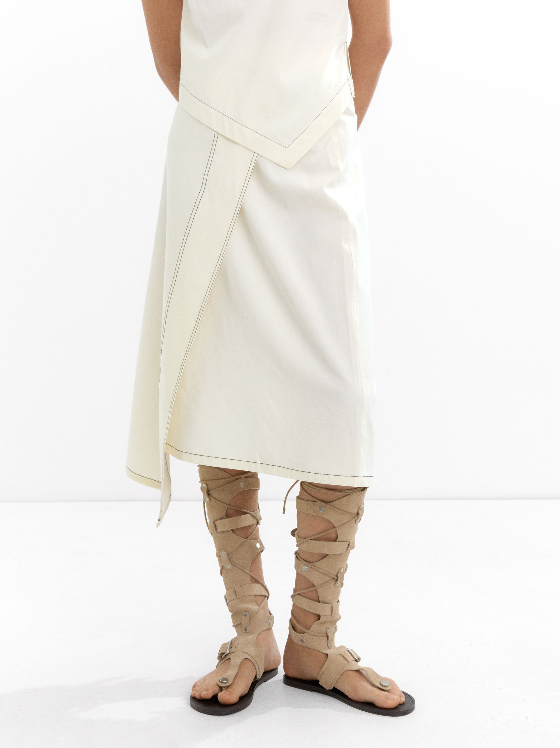 Falda Com Cruce Mezcla De Algodón