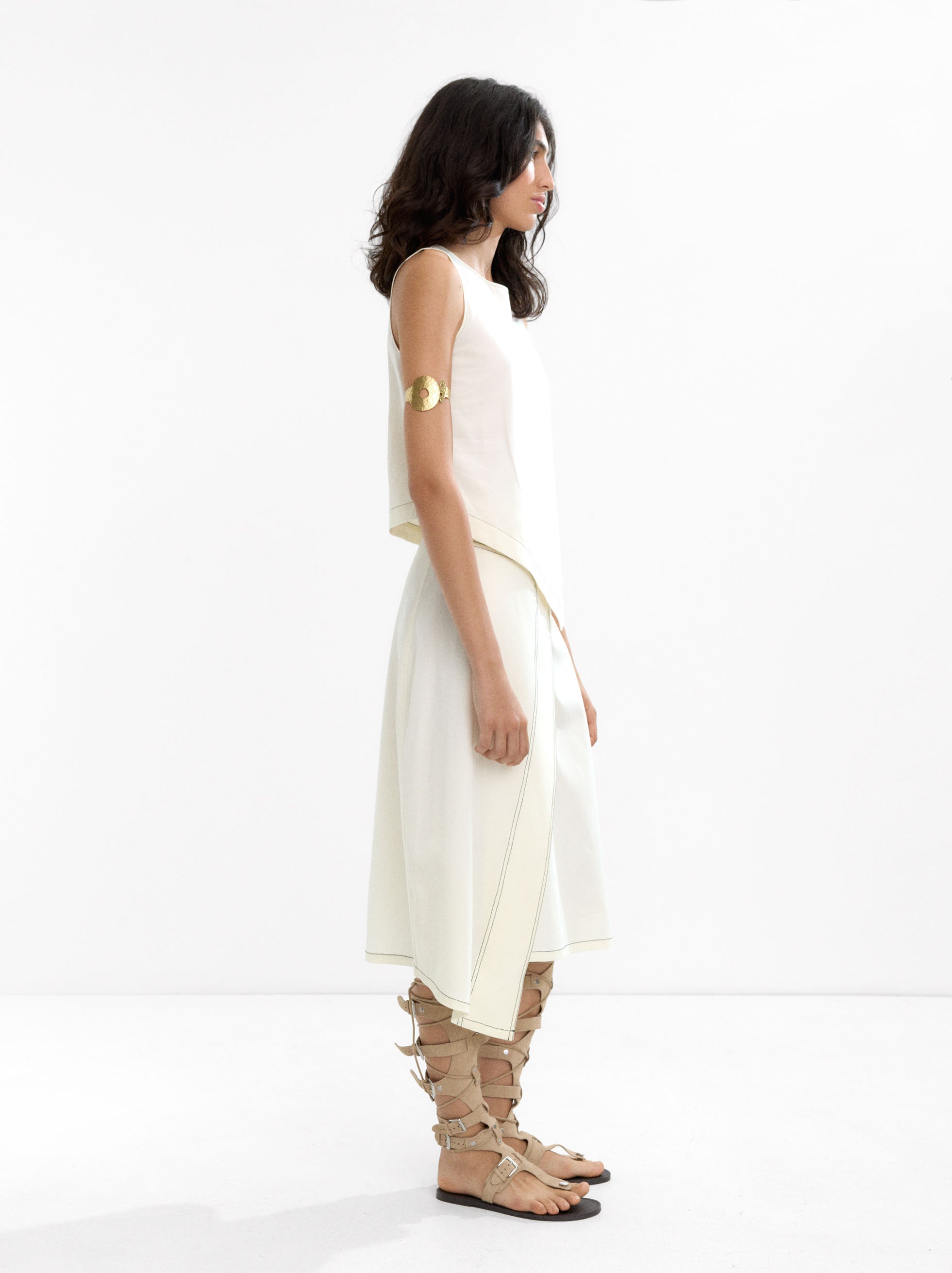 Falda Com Cruce Mezcla De Algodón