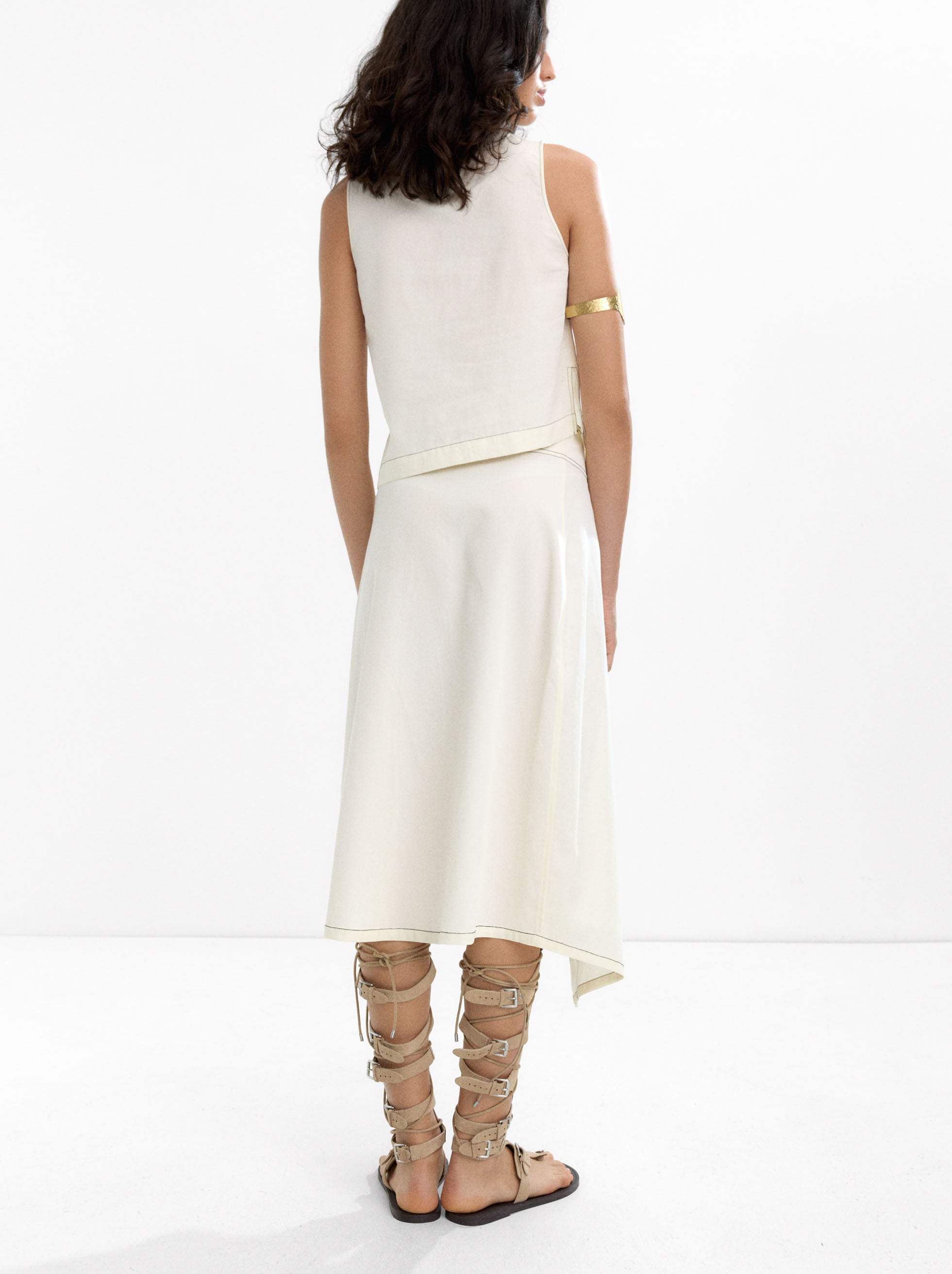 Falda Com Cruce Mezcla De Algodón